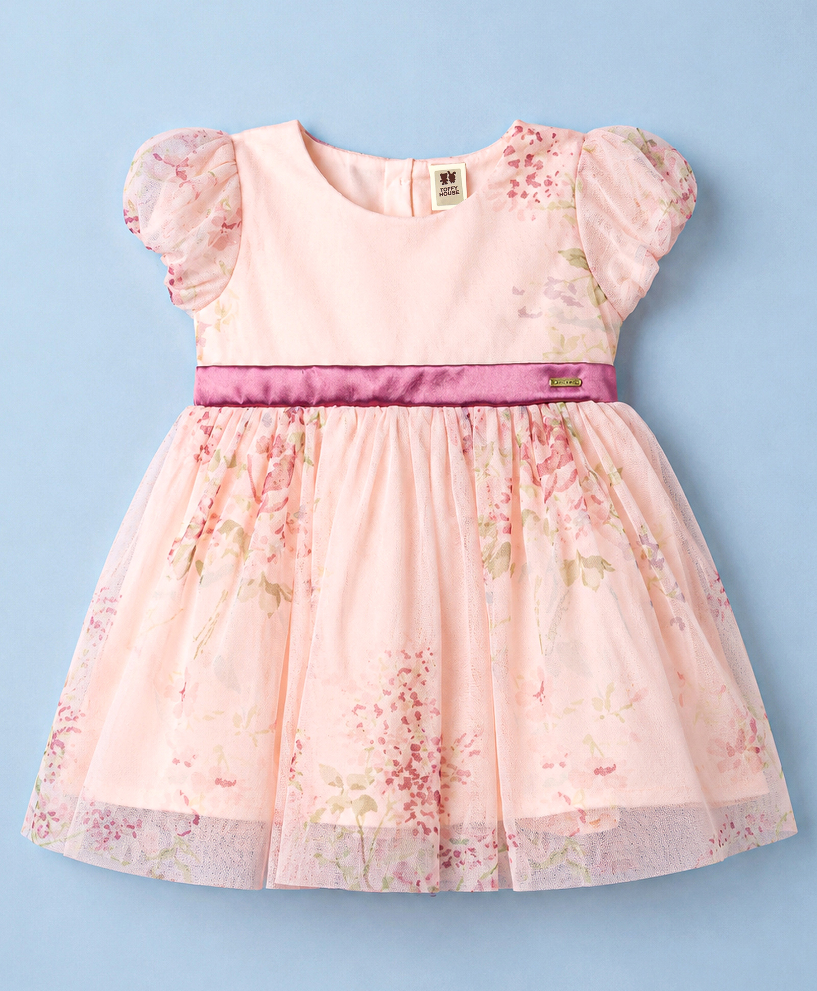 ToffyHouse Woven One Piece Dresses/Frocks Half Sleeves Peach 12-18 Months-picture-25