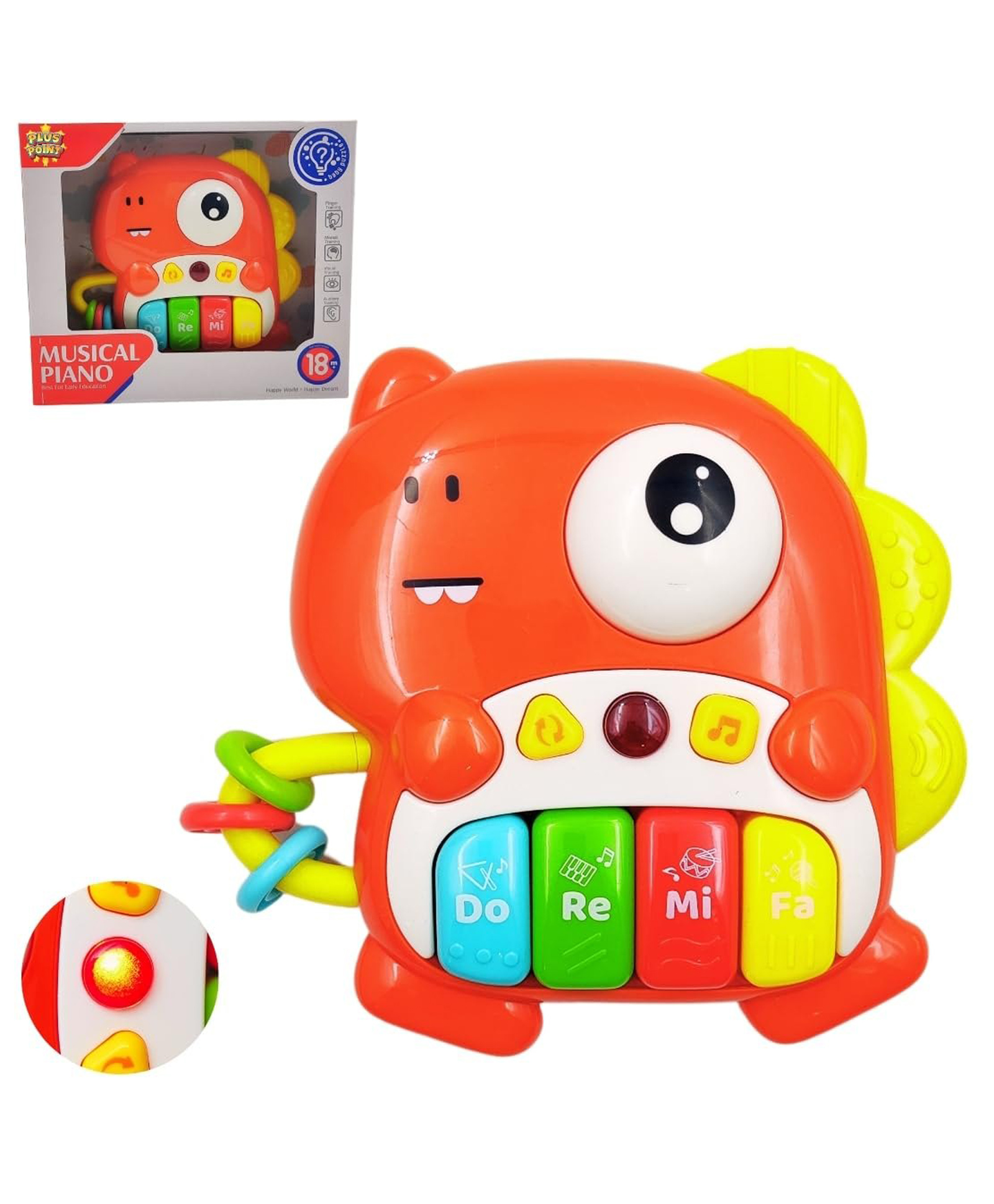 PLUSPOINT Cute Baby Dino Piano Toy Light Up Sound Musical Toy, Learning Educational Interactive Infant Toddler Kids Toys IN Dinosaur Pattern - Multicolor-image-29