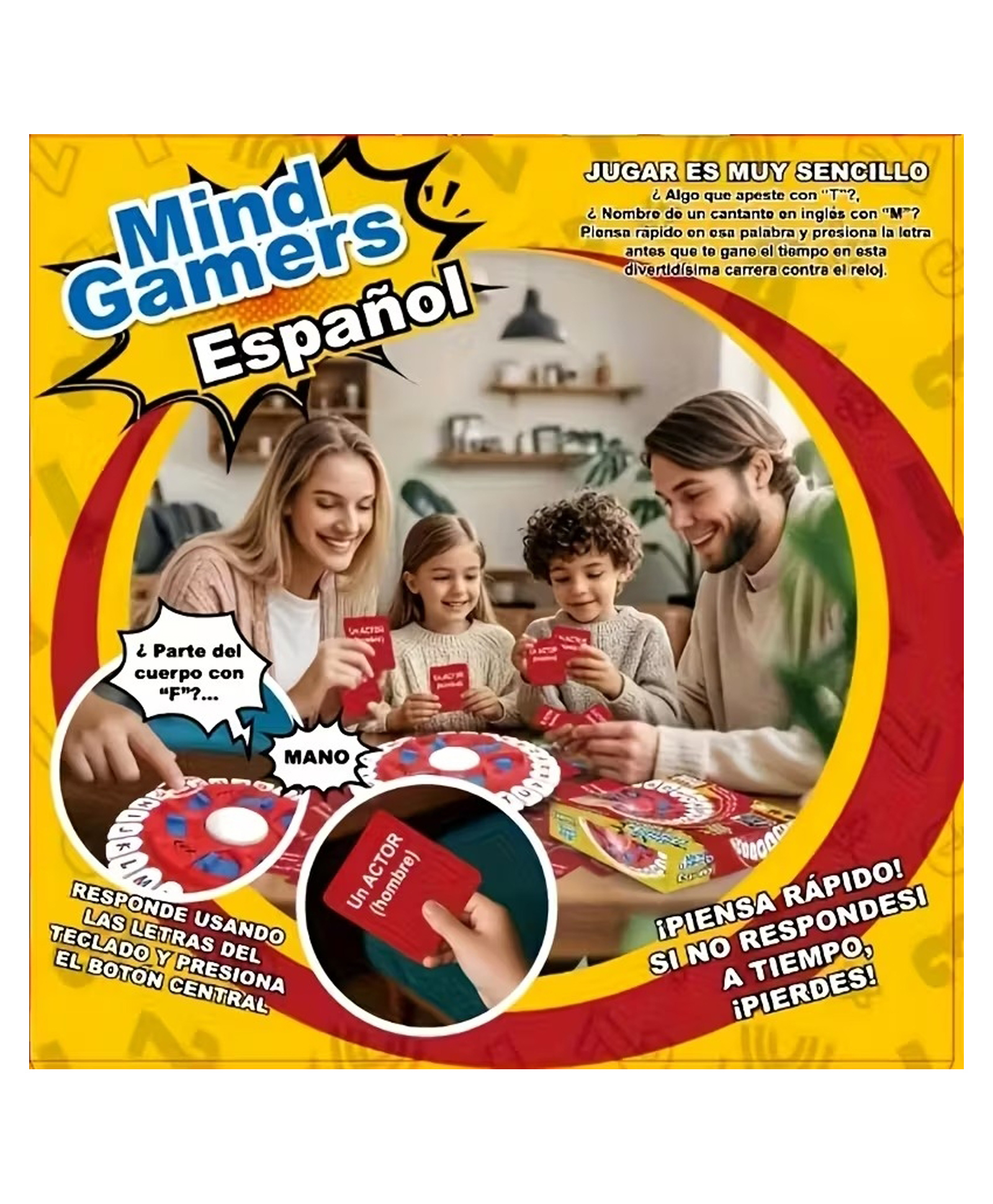 PLUSPOINT Think Word Mind Game, Quick Thinking Letter Alphabet Press & Match Letter Wheel Fast-Paced Family Board Game Fun Word Educational Learning for Adults Children and Families-picture-18