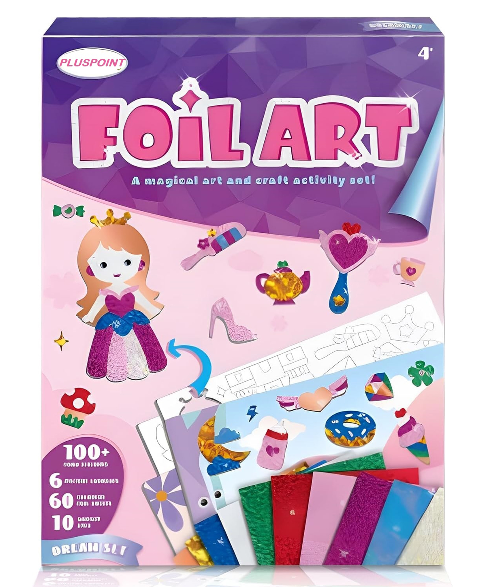 PLUSPOINT Foil Art Kit for Kids Unicorns & Princesses Arts and Crafts, No Mess Art for Kids, Fun Craft Kits & Supplies, DIY Creative Activities, Travel Toys Gifts for Girls & Boys Ages 3+-picture-10