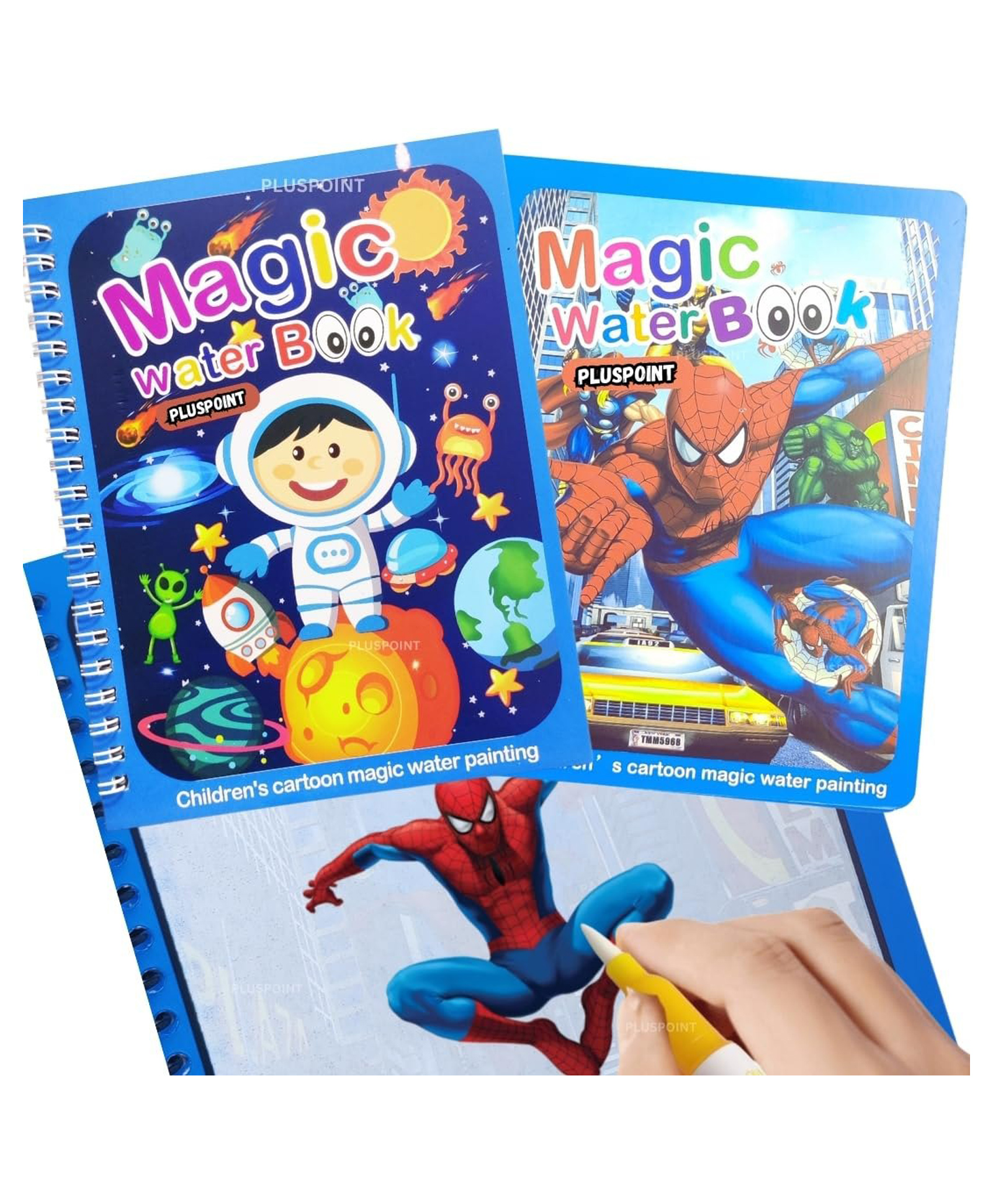 PLUSPOINT Magic Quick Dry Water Book Reusable Colouring Water Doodle Book self-Drying with Water Pen for Kids Drawing Practice Book for Toddlers, Return Gifts, Birthday Party (for Boys 2 Books)-picture-18