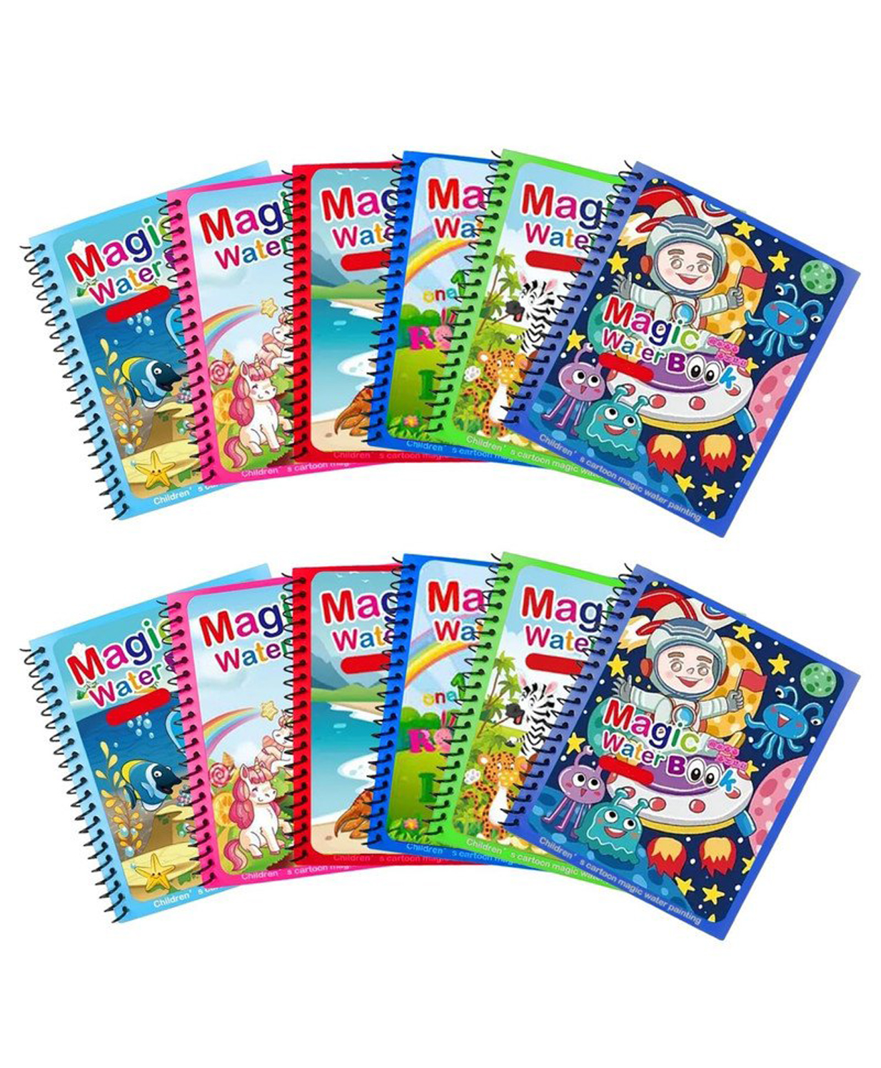 PLUSPOINT Magic Quick Dry Water Book Pack of 12 Reusable Coloring Doodle Book self-Drying with Water Pen for Kids Drawing Practice of Size 15cm for Toddlers, Return Gifts, Birthday Party 3 to 8 Years-picture-14