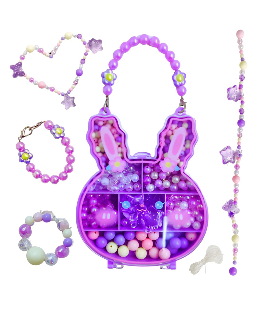 PLUSPOINT Jewellery Making DIY Beads Set for Kids Necklace Making Complete Craft Kit Featuring 200+ Beads for Necklaces and Bracelets Perfect Activity Toys for Kids and the Best Gift - Multicolor-picture-13