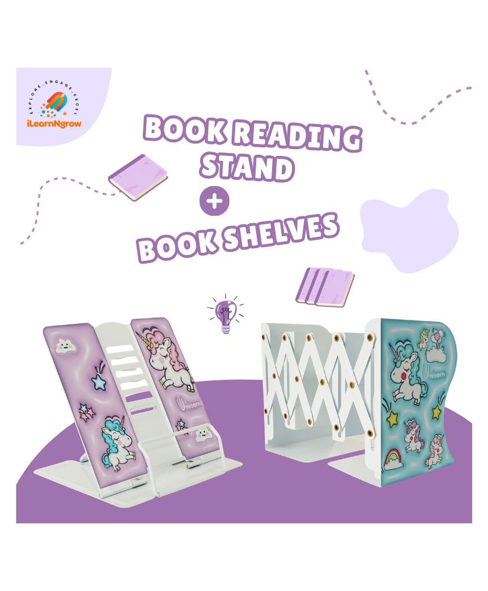 ilearnngrow Kids Book Shelves & Book Reading Stand Organize & Read | Early Learning Station-picture-16