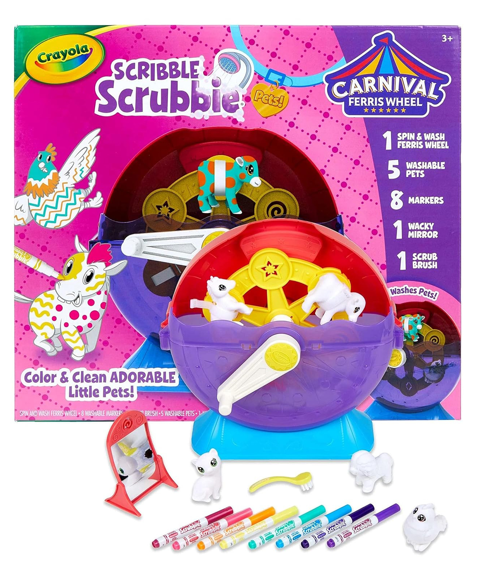 Crayola Scribble Scrubbie Pets Spin & Wash Carnival Playset Kit - Multicolor-image-10
