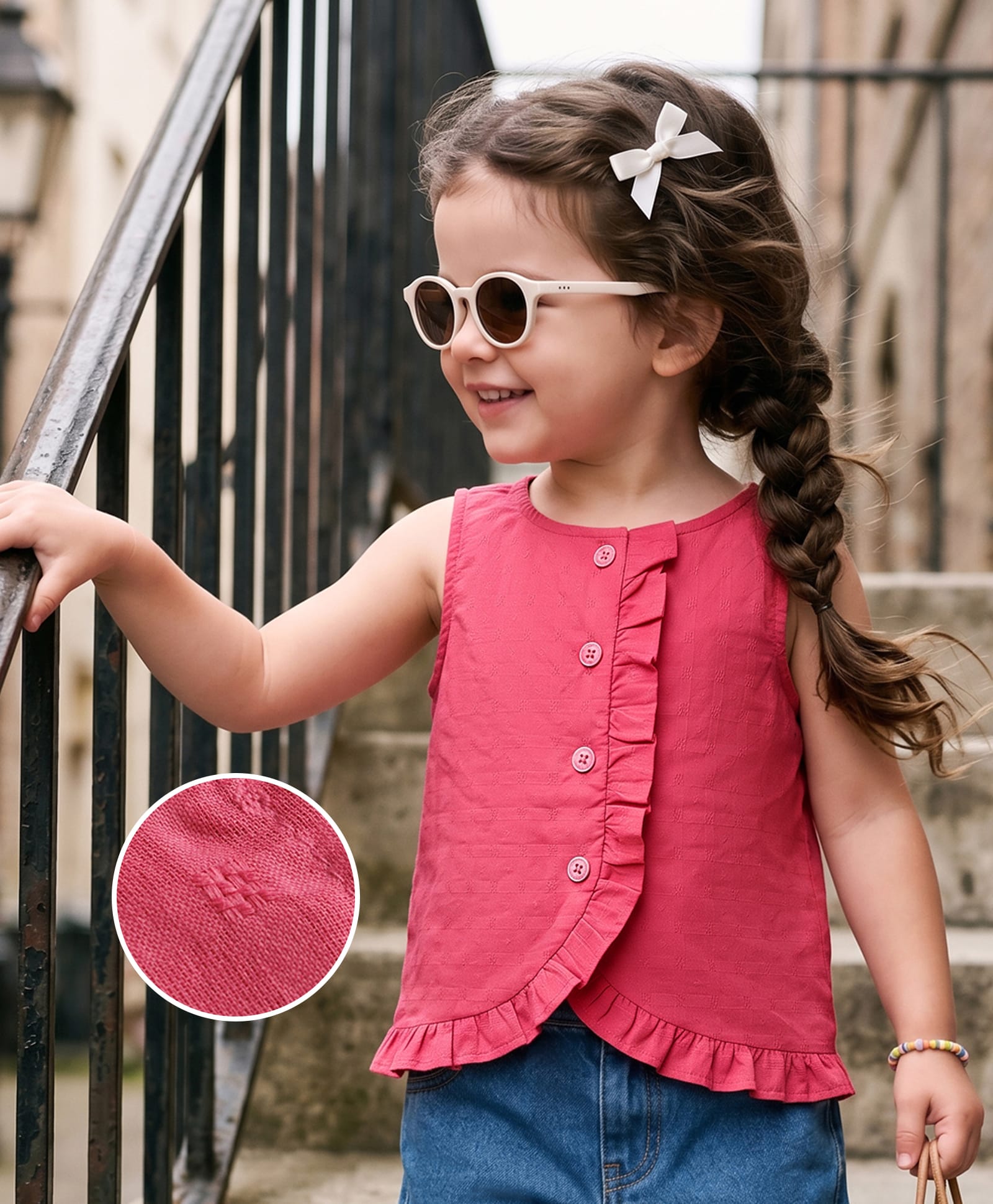 kookie kids india Kookie Kids Cotton Woven Tops Ruffled Pink 5-6 Years-picture-24