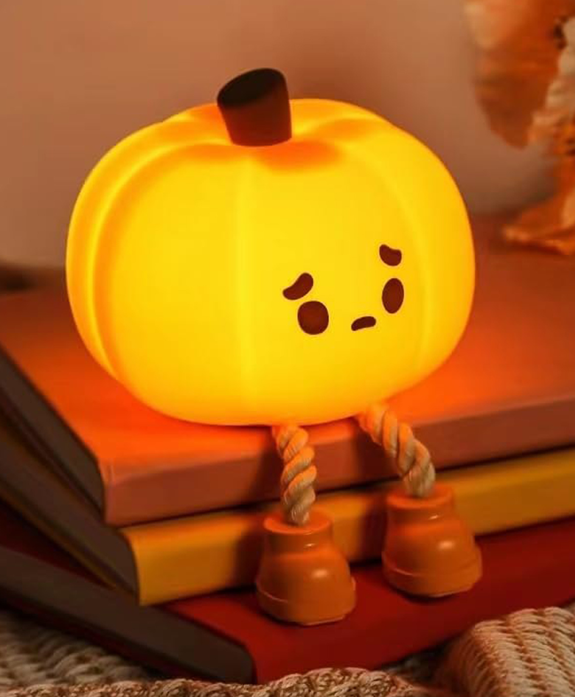 WOLTAX Cute Pumpkin LED Night Lamp, Soft Silicone Bedside Night Light, Warm Glow Kawaii Lamp for Kids Room, Nursery, Home Decor & GiftDecor for Woman and Kids-image-7
