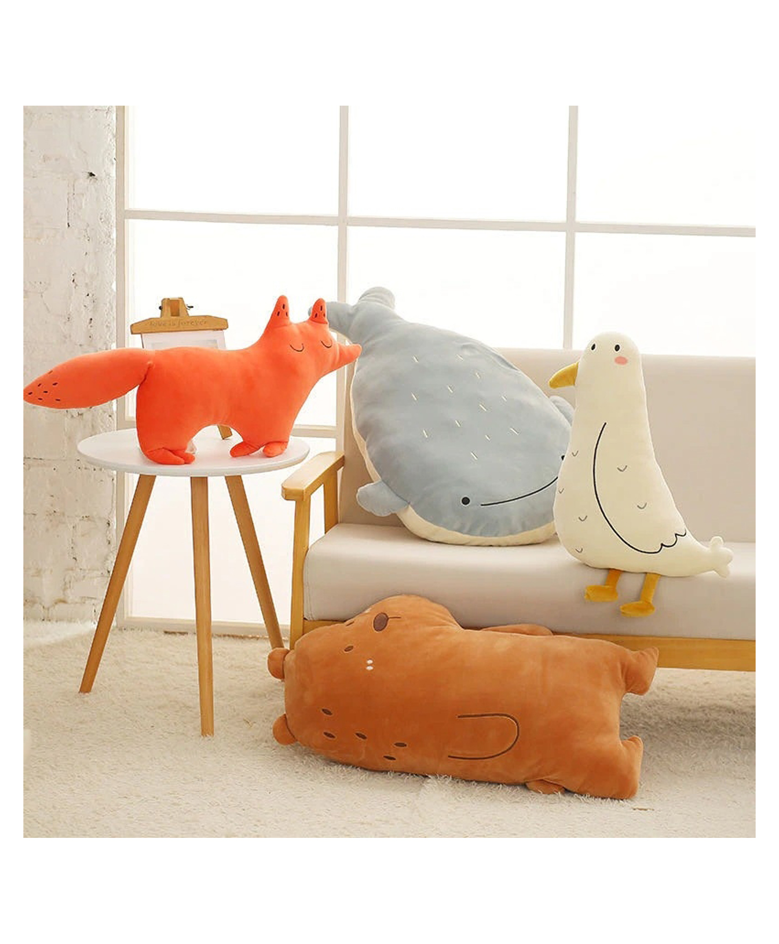 Peach Cuddle Microfiber Cute Animal Shaped Cushion for Kids Room (45X45 Cm, Whale B) Animal Cushion for Kids, Kids Furnishing, Decorative Cot Cushion, Nursery Décor, Baby Pillows, Lion Cushion,Grey-image-2