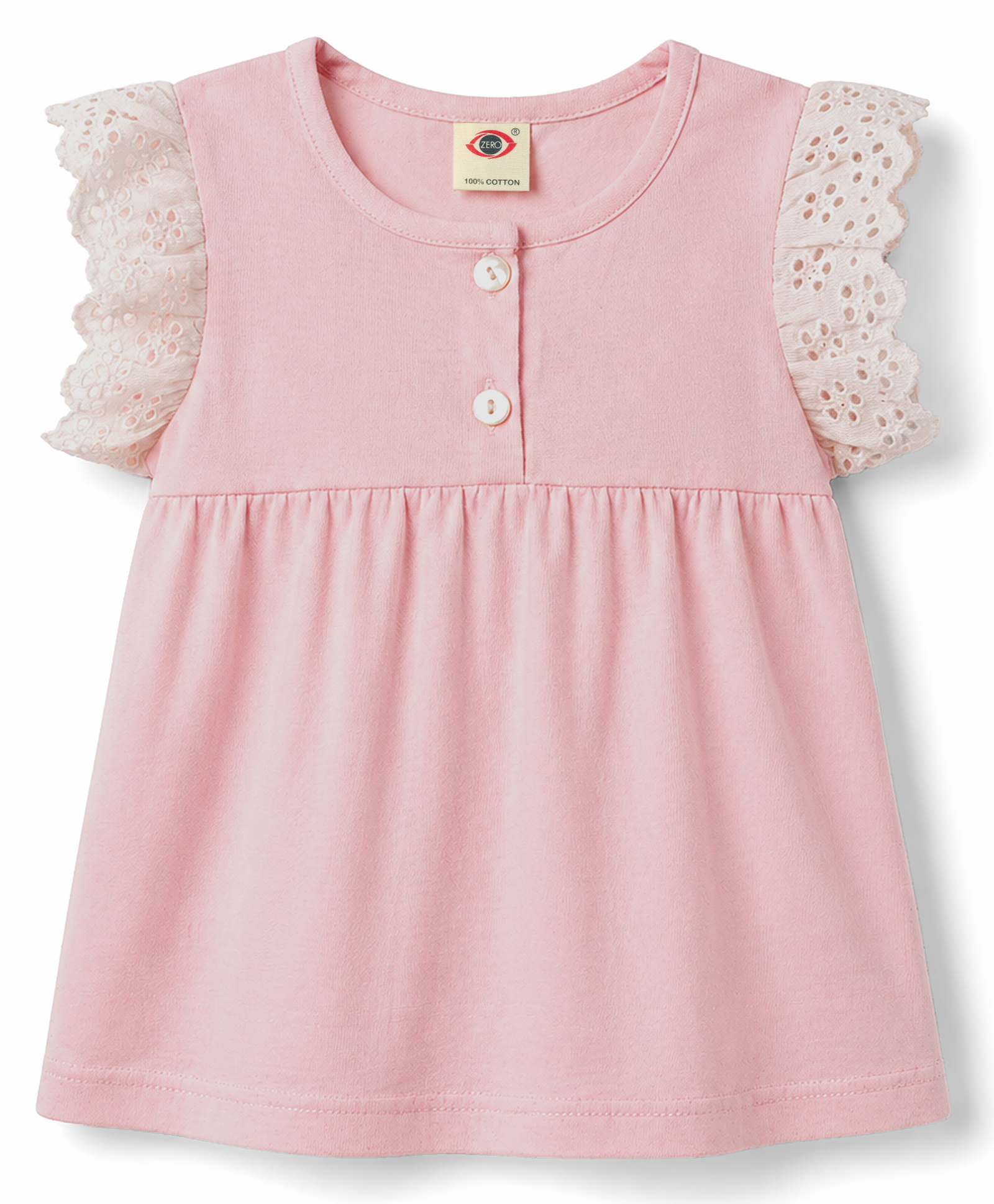 Zero Sinker Knit Half Sleeves Solid Frock - Pink-picture-23