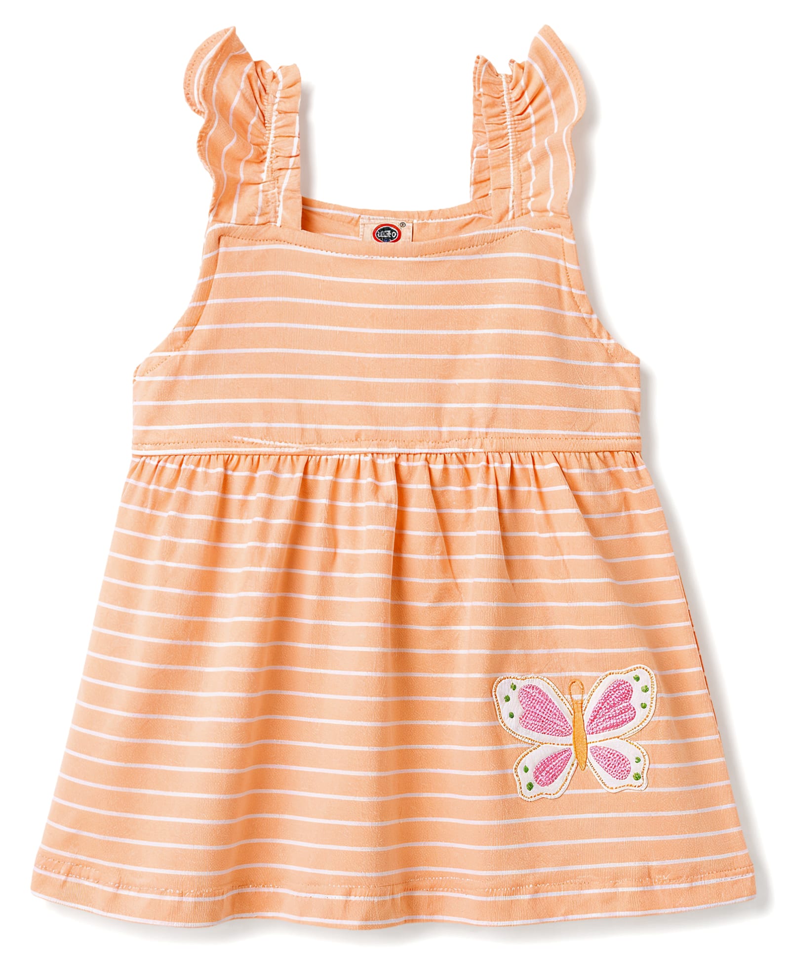 Zero Cotton Knit One Piece Dresses/Frocks Sleeveless Striped Orange 12-18 Months-image-13