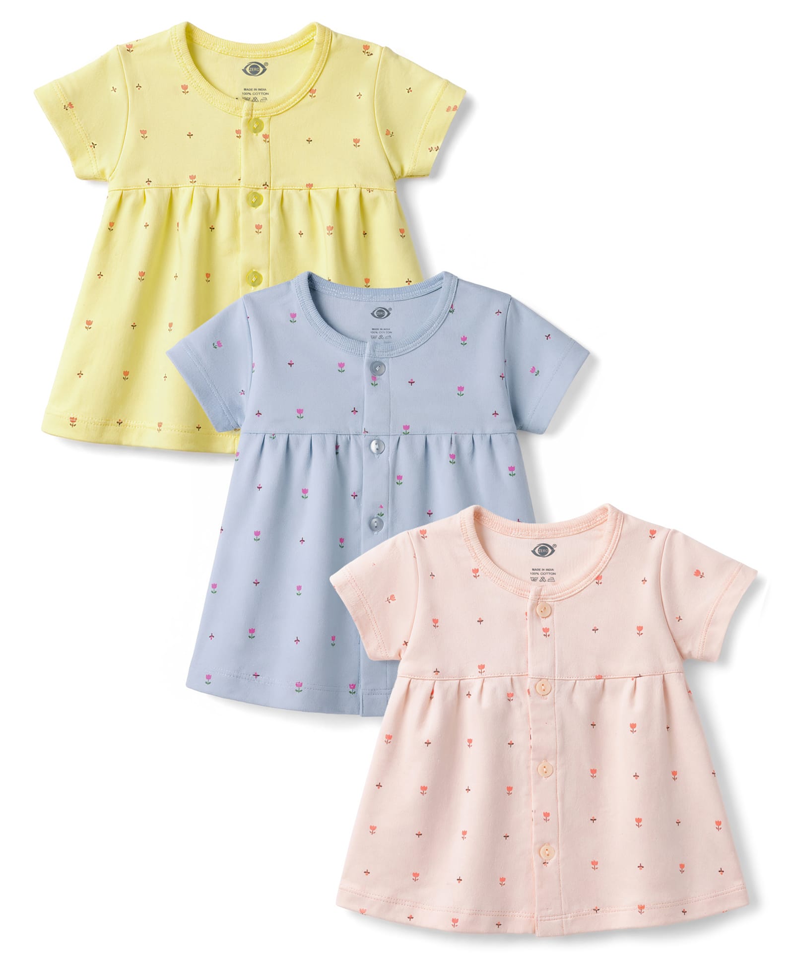 Zero Cotton Knit One Piece Dresses Half Sleeves S Multi Color 0-1 Month-picture-46