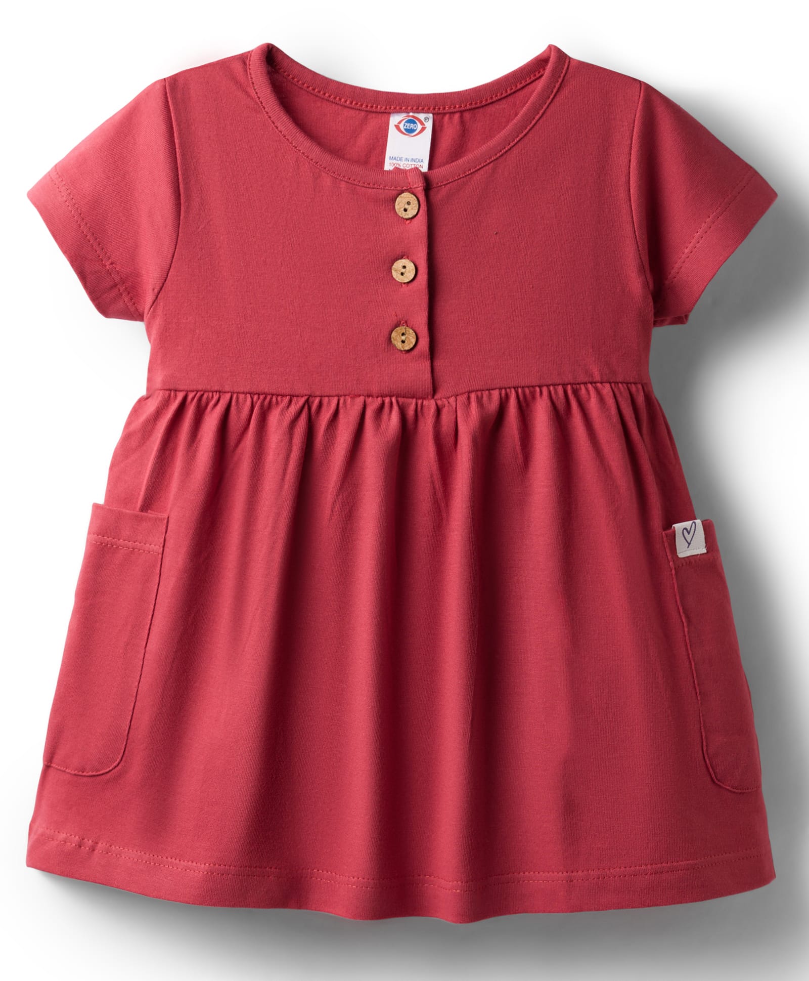 Zero Cotton Knit One Piece Dresses Half Sleeves Round Neck L Red 3-6 Months-picture-37