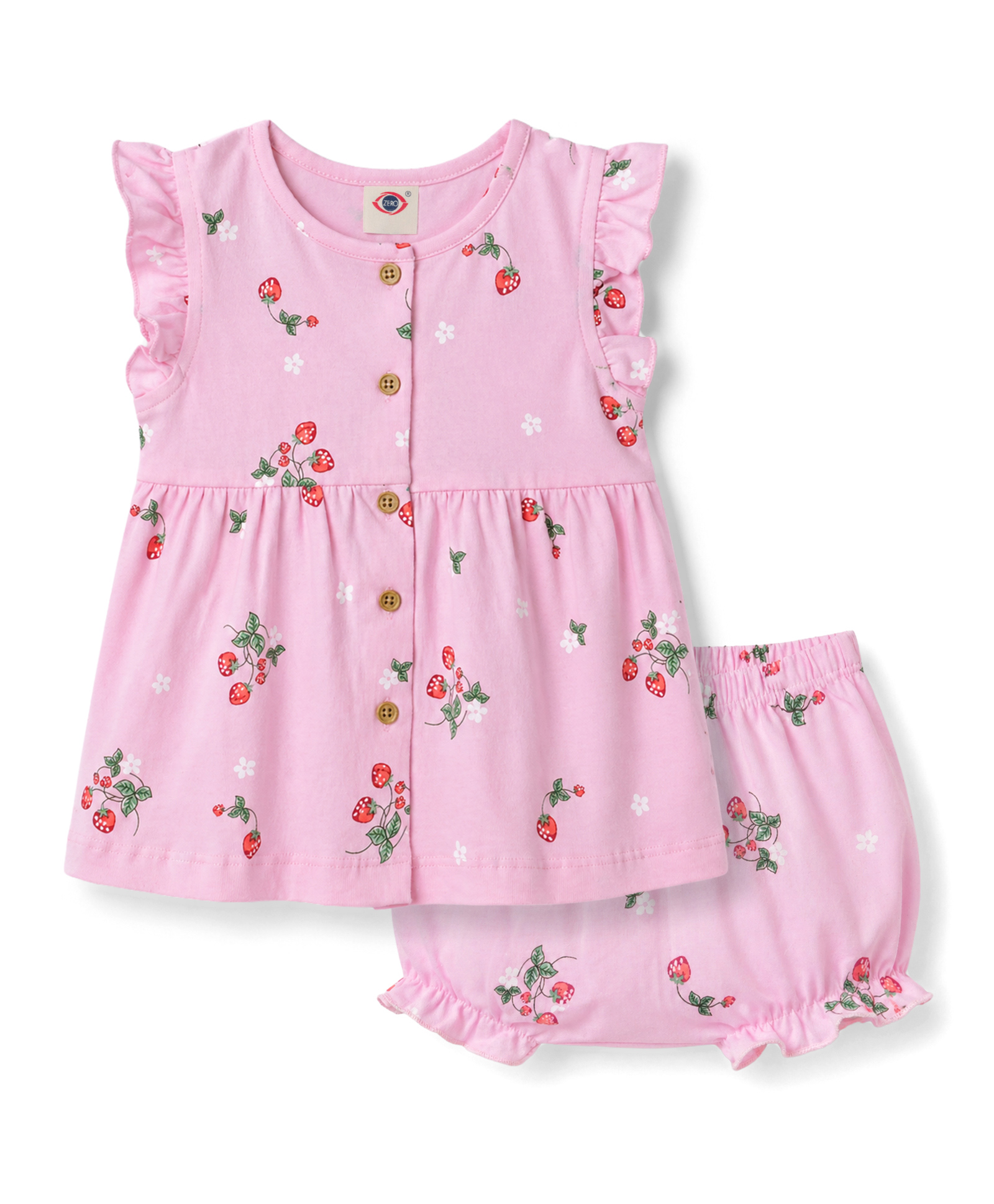 Zero Cotton Knit Frocks with Bloomer/Short Sleeveless Print M Pink 12-18 Months-picture-41