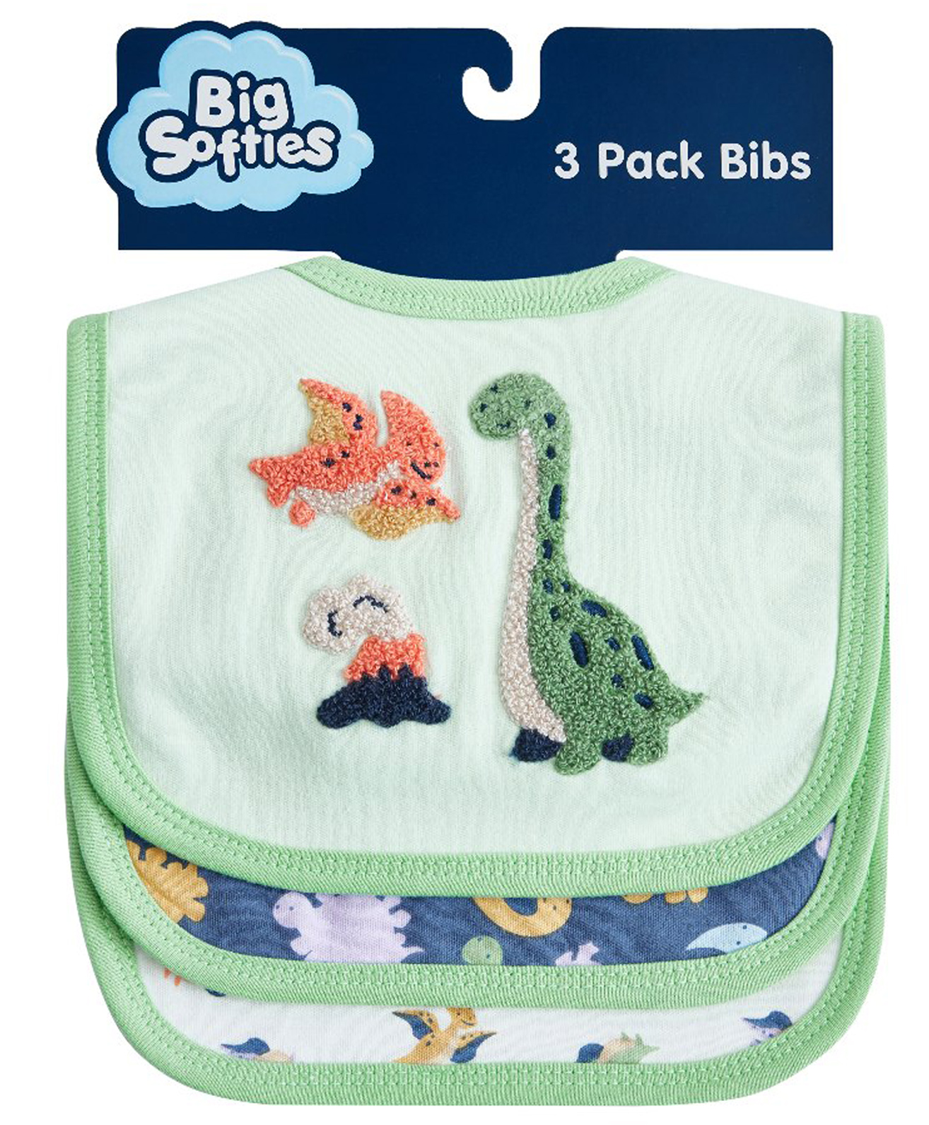Big Softies 3 Pack Newborn Bibs - Dino-picture-27