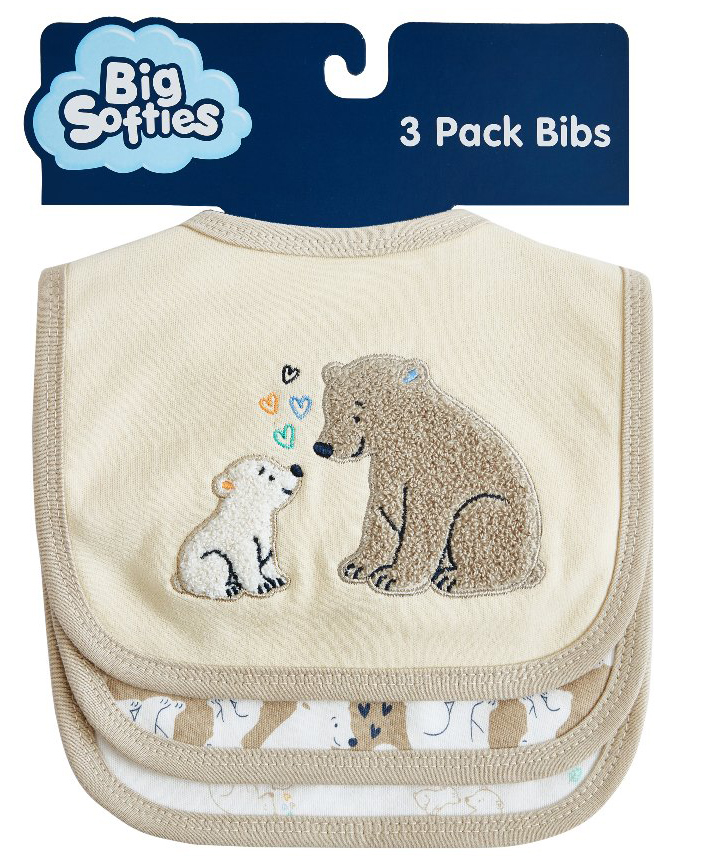 Big Softies 3 Pack Newborn Bibs - Bear-picture-31