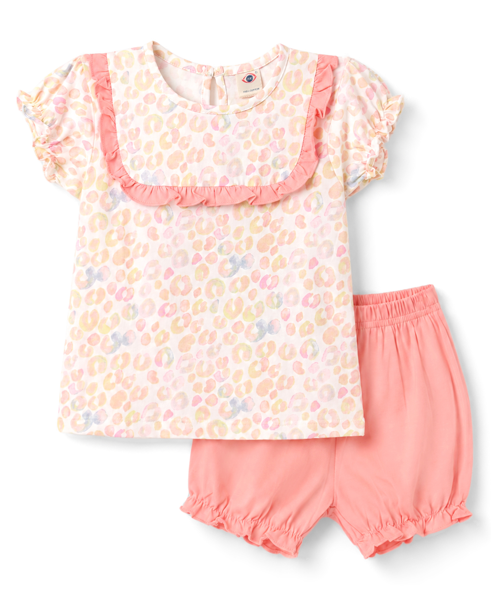 Zero Sinker Knit Half Sleeves Floral Printed T-Shirt & Shorts Set - Pink-picture-28