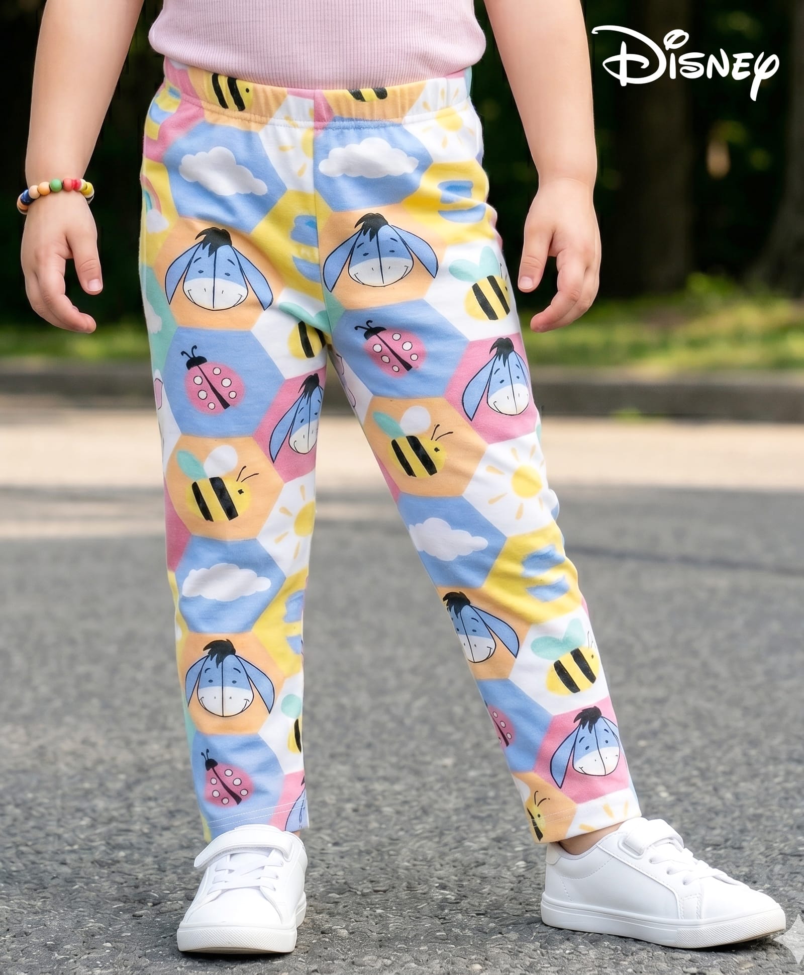 Babyhug Disney 100% Cotton Knit Full Length Leggings With Winnie The Pooh Graphic - Multicolor-picture-10