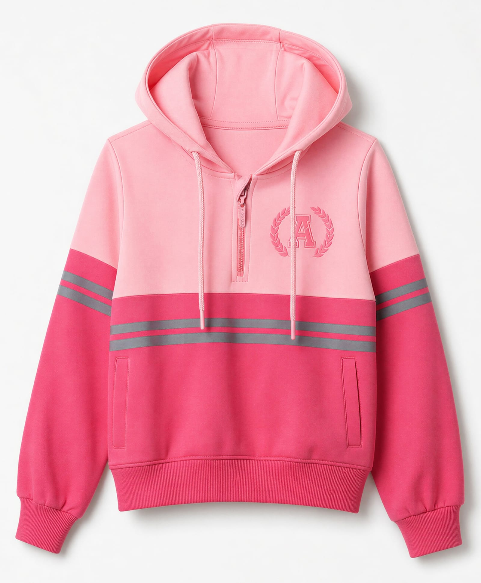 Pine Kids Cotton Knit Hooded Sweatshirt with Full Sleeves and Alphabet Embroidery - Pink-picture-14