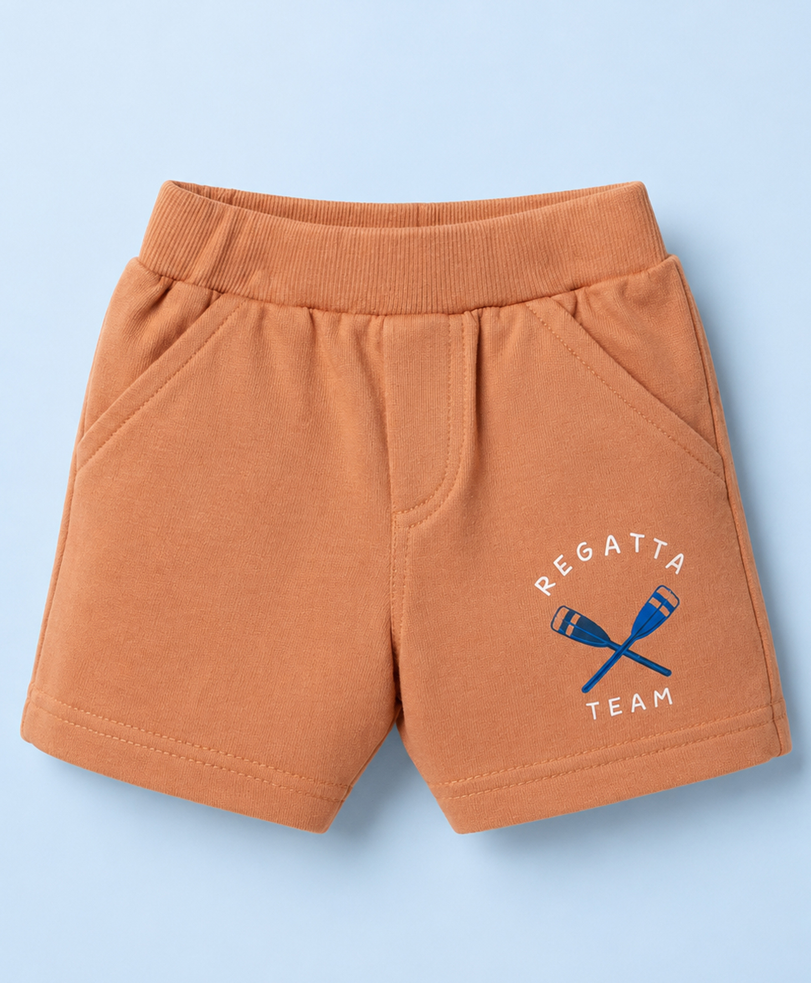 Zero Sinker Knit Above Knee Length Text & Nautical Theme Printed Shorts - Orange-picture-24