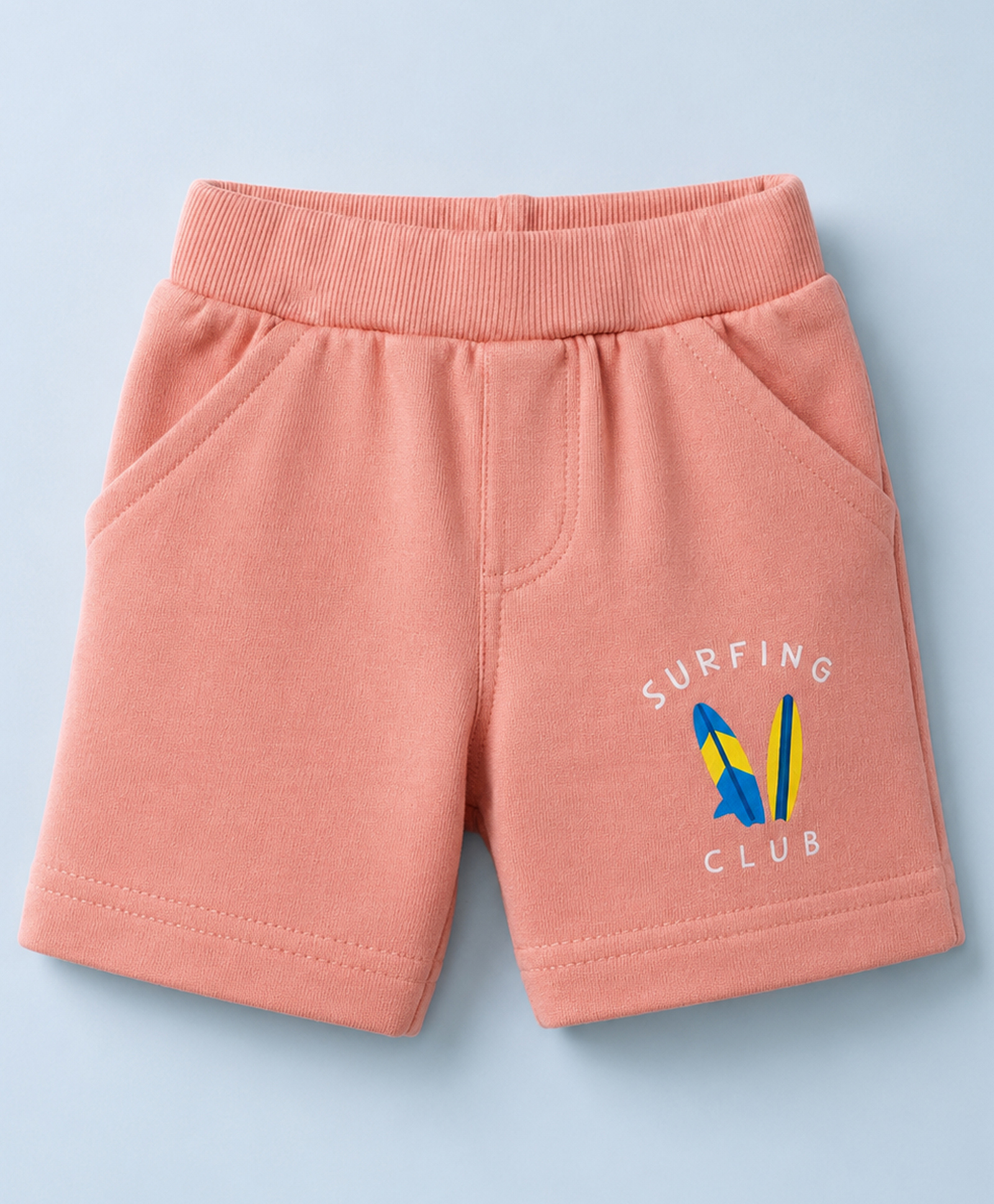 Zero Sinker Knit Above Knee Length Text & Beach Theme Printed Shorts - Pink-picture-18