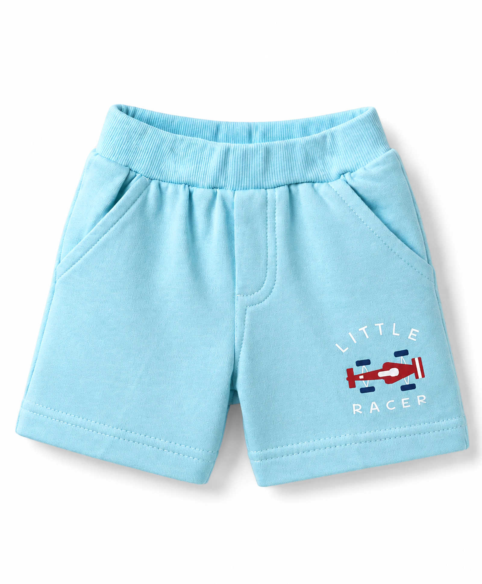 Zero Sinker Knit Above Knee Length Vehicles & Text Printed Shorts - Turquoise-picture-10