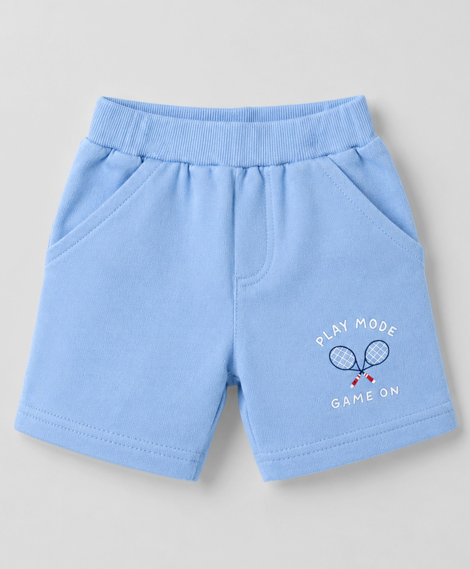 Zero Sinker Knit Above Knee Length Text & Sports Theme Printed Shorts - Light Blue-picture-10