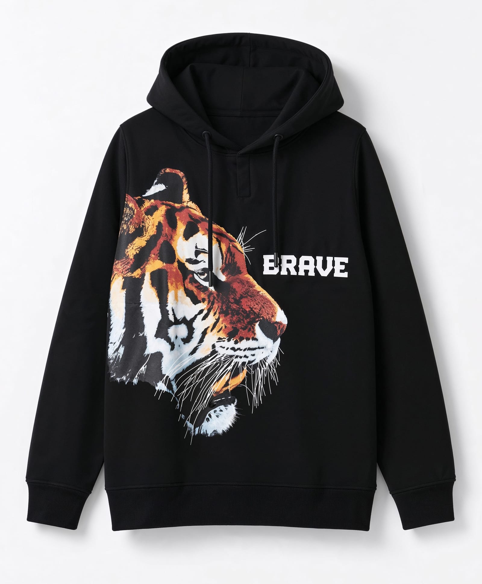 Pine Kids Cotton Knit Hooded Sweatshirt with Full Sleeves and Tiger Print - Black-picture-28