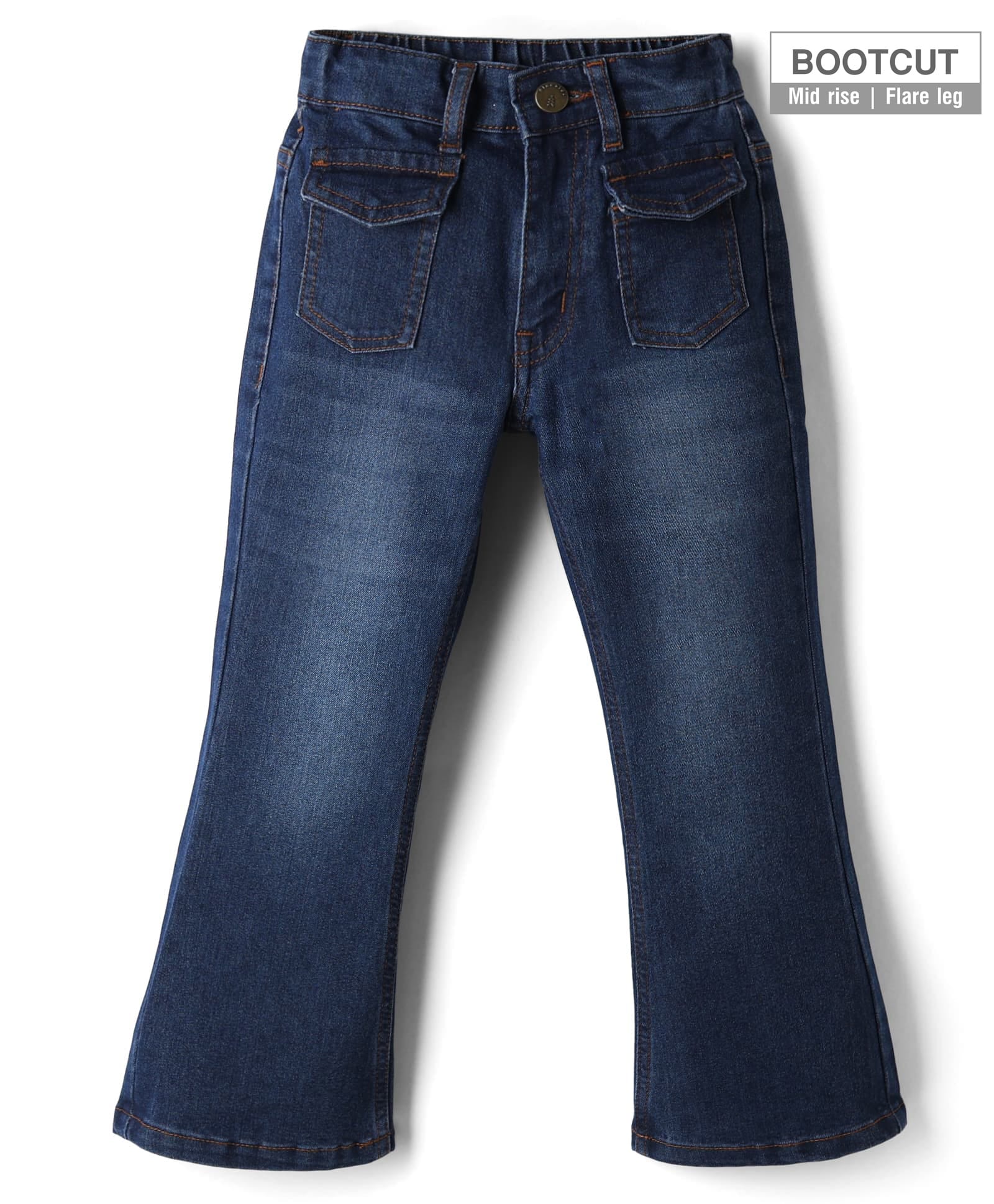 Pine Kids Denim Woven Full Length Washed Flared Jeans - Navy Blue-picture-16