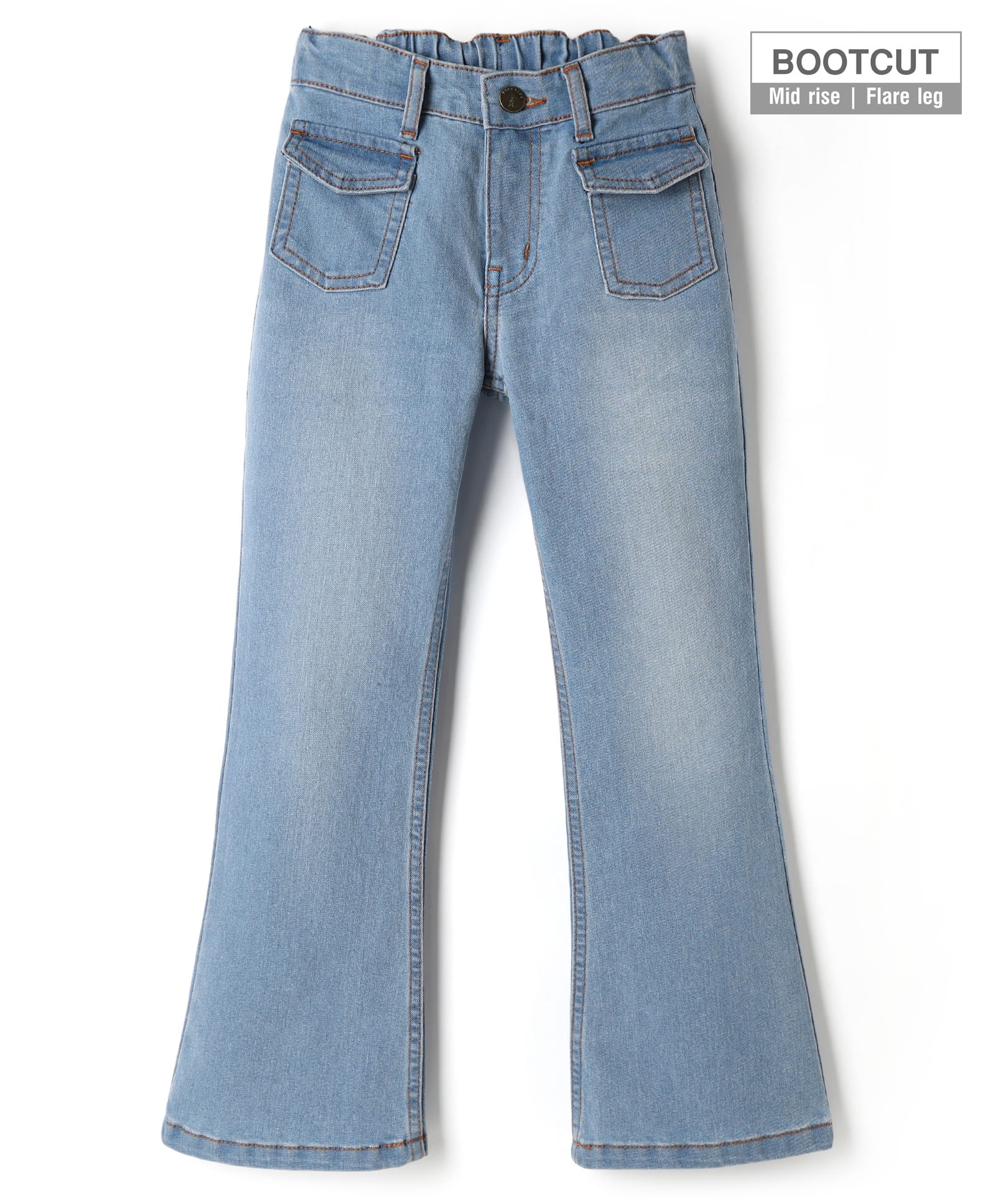 Pine Kids Denim Woven Full Length Washed Flared Jeans - Light Blue-picture-12
