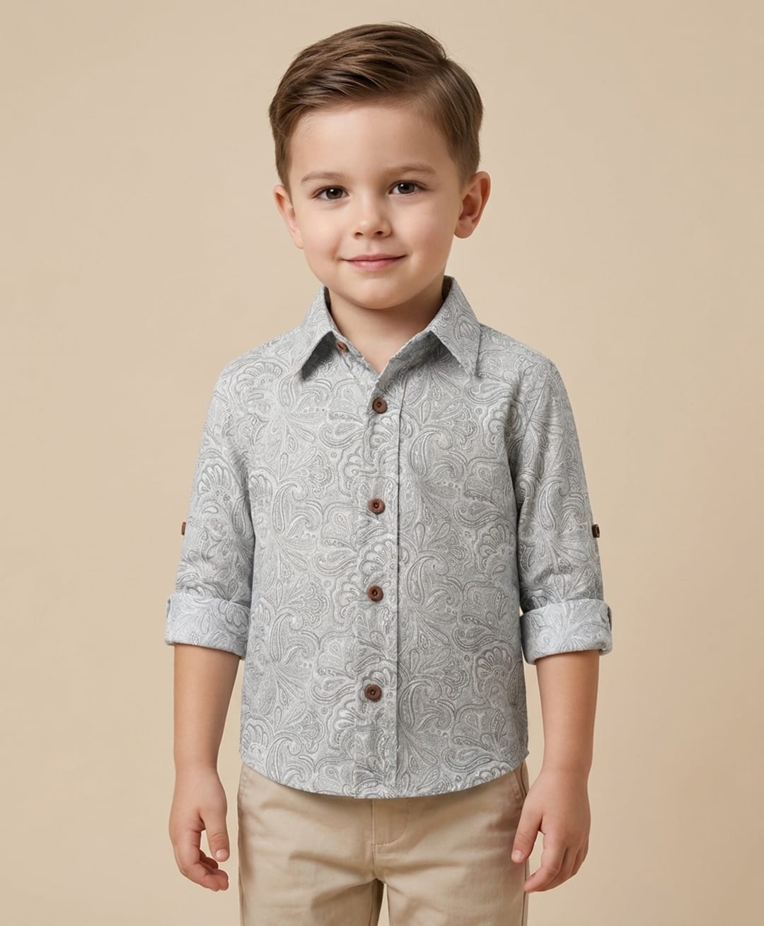 Rikidoos Cotton Woven Full Sleeves Shirt With Floral Print - Grey-picture-20