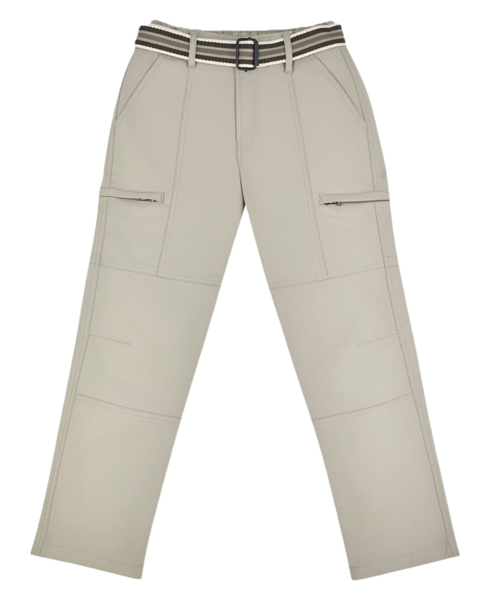 CAVIO Cotton Blend Woven Solid Cargo Style Trousers With Belt - Light Grey-picture-37