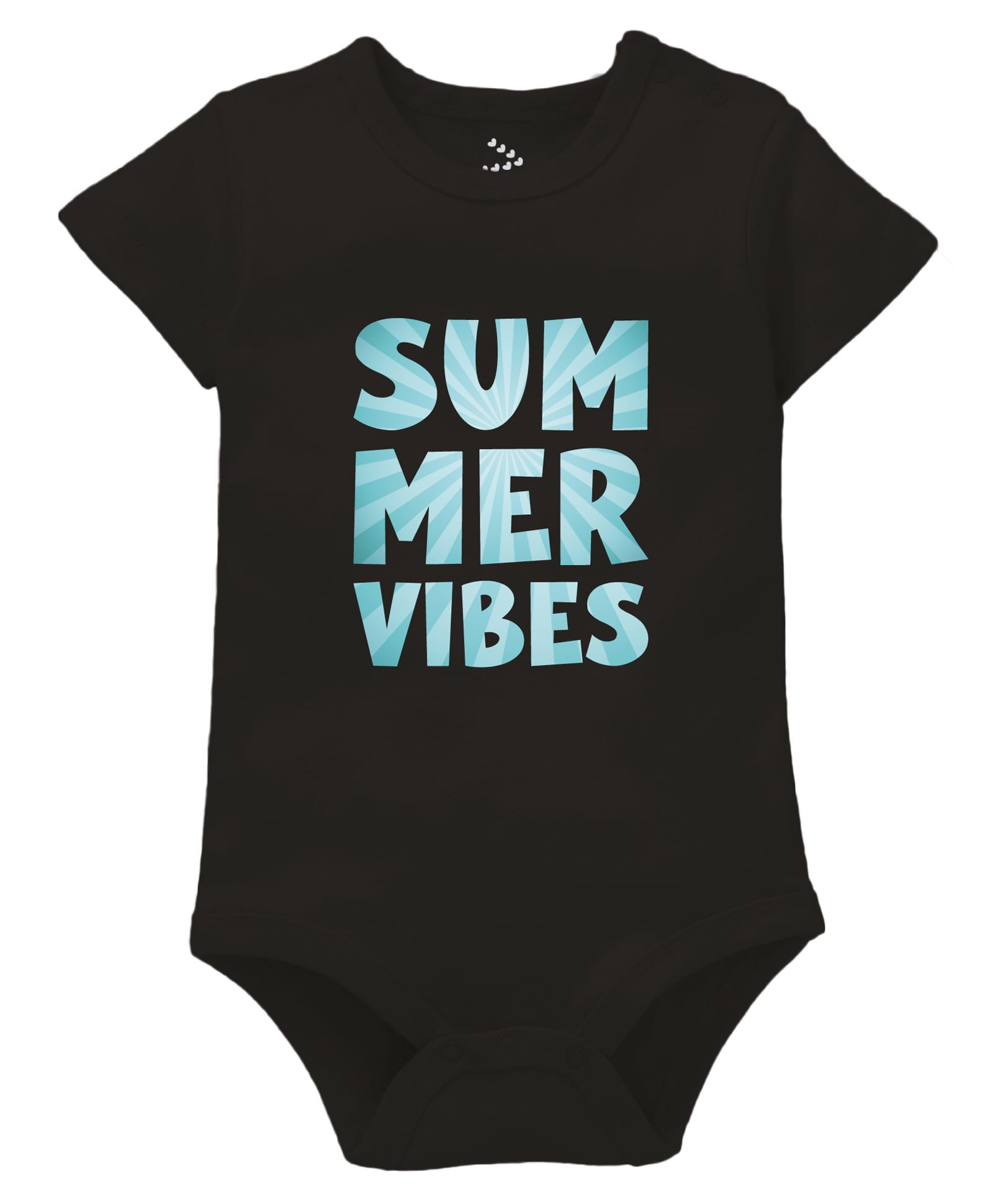 Zeezeezoo 100% Cotton Knit Half Sleeves Summer Vibes Text Printed Onesie - Black-picture-19