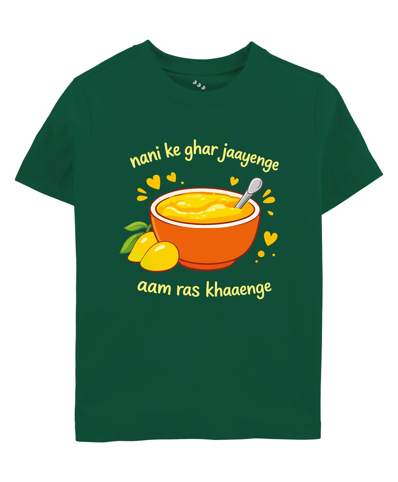 Zeezeezoo 100% Cotton Knit Half Sleeves Nani Ke Ghar Jaayenge Aam Ras Khaaenge Text Printed Tee - Forest Green-picture-41