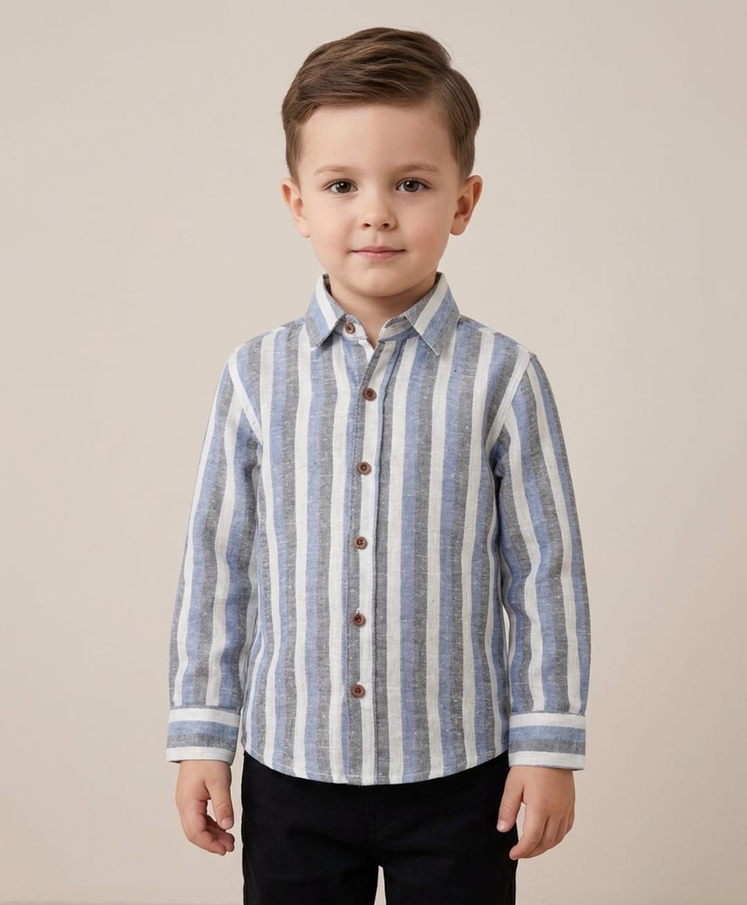 Rikidoos Cotton Woven Full Sleeve Striped Shirt Blue 2-3 Years-picture-22