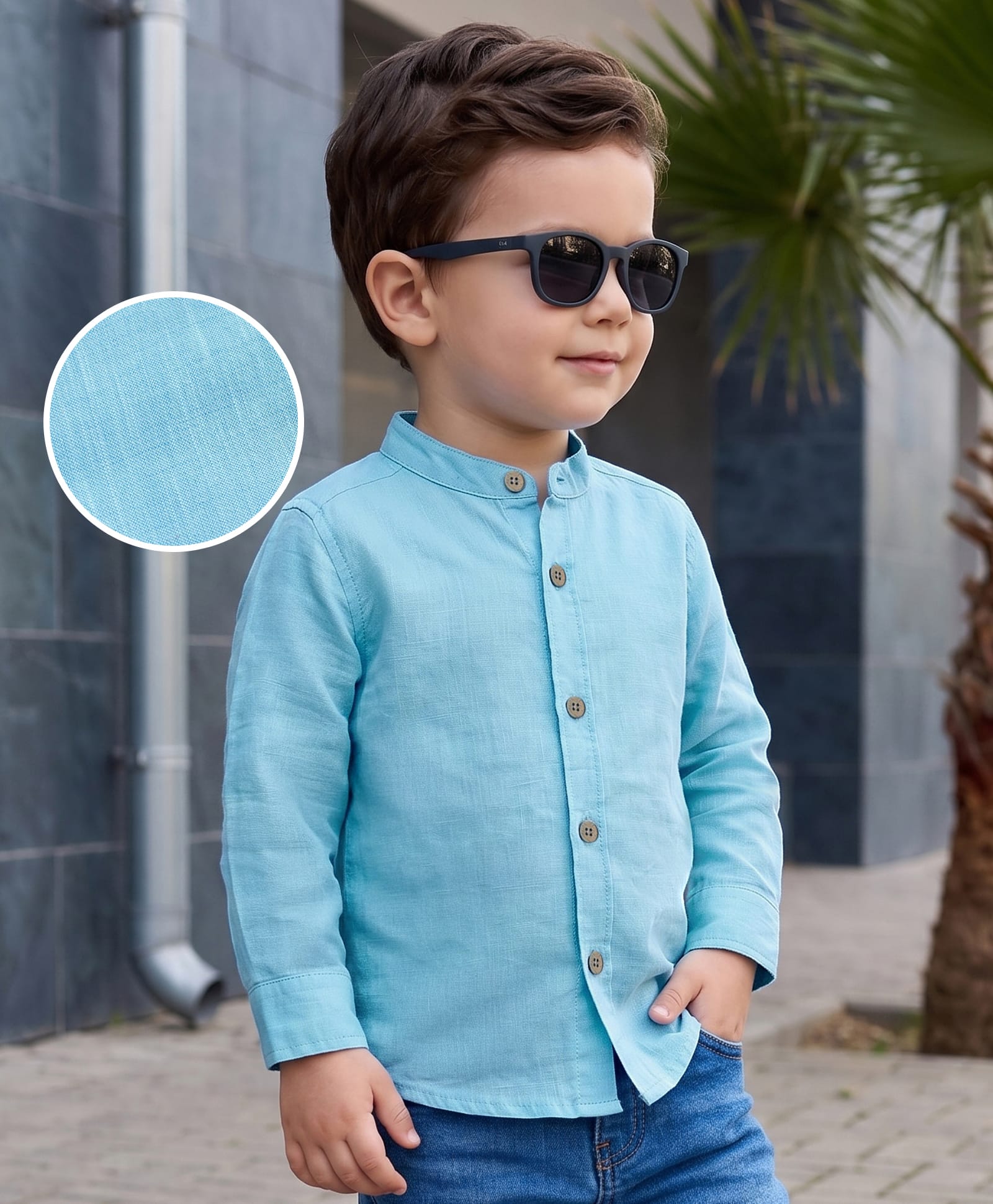 Kookie Kids Cotton Woven Full Sleeves Solid Shirt - Light Blue-image-36