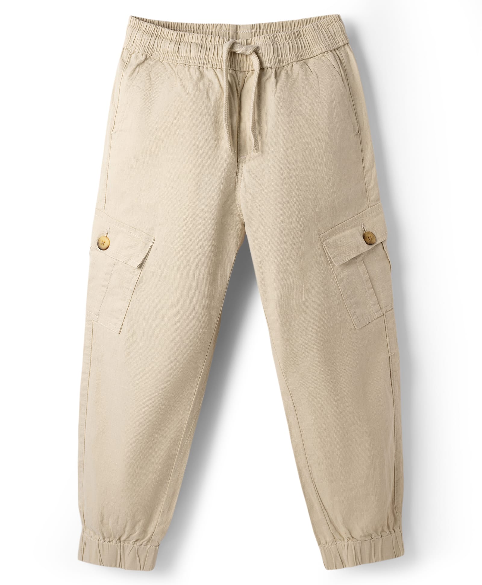 Pine Kids Woven Full Length Solid Trouser With Cargo Pockets - Beige-image-15