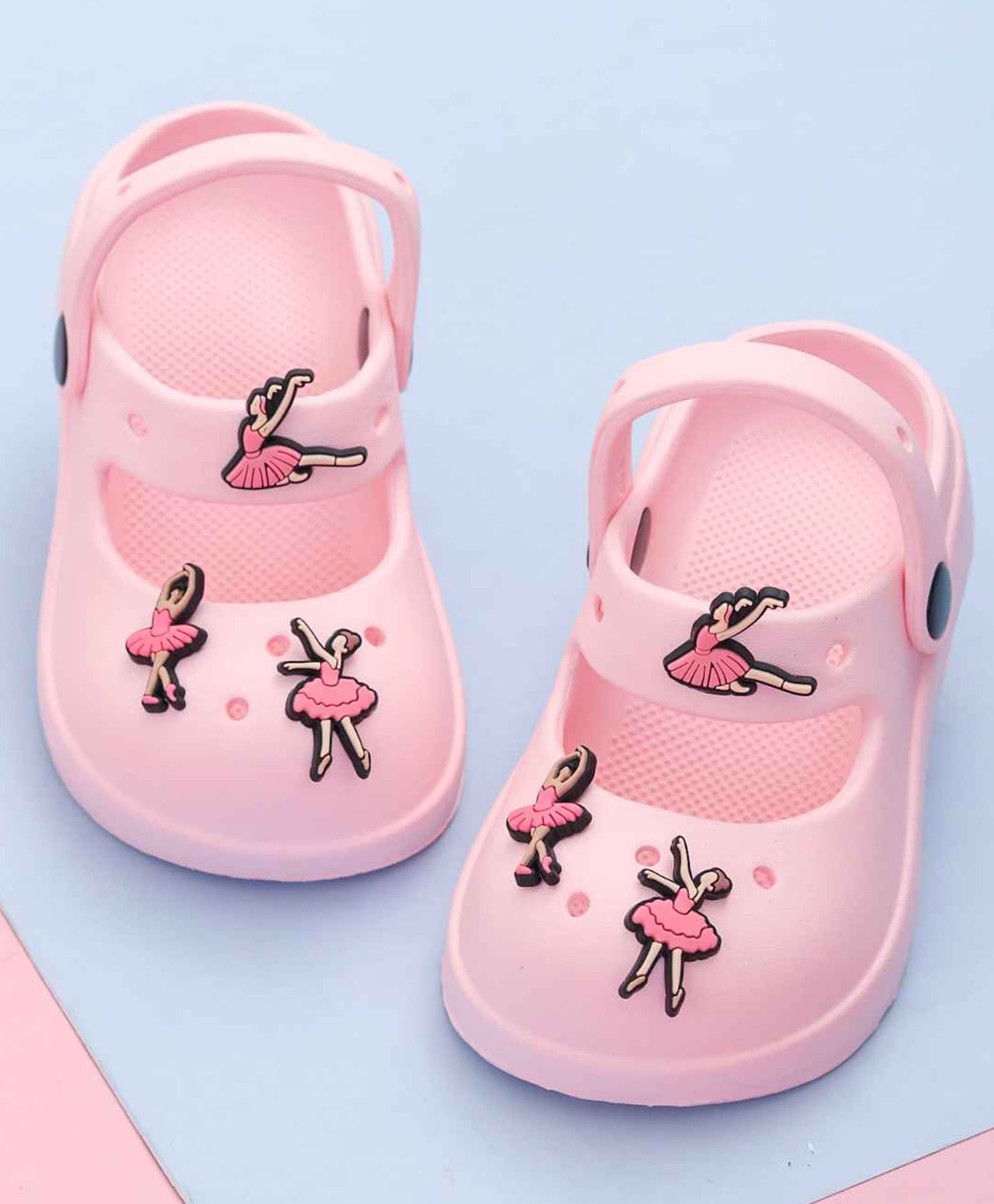 Yellow Bee Ballerina Applique Detailed Perforated Slingback Clogs - Pink-image-19