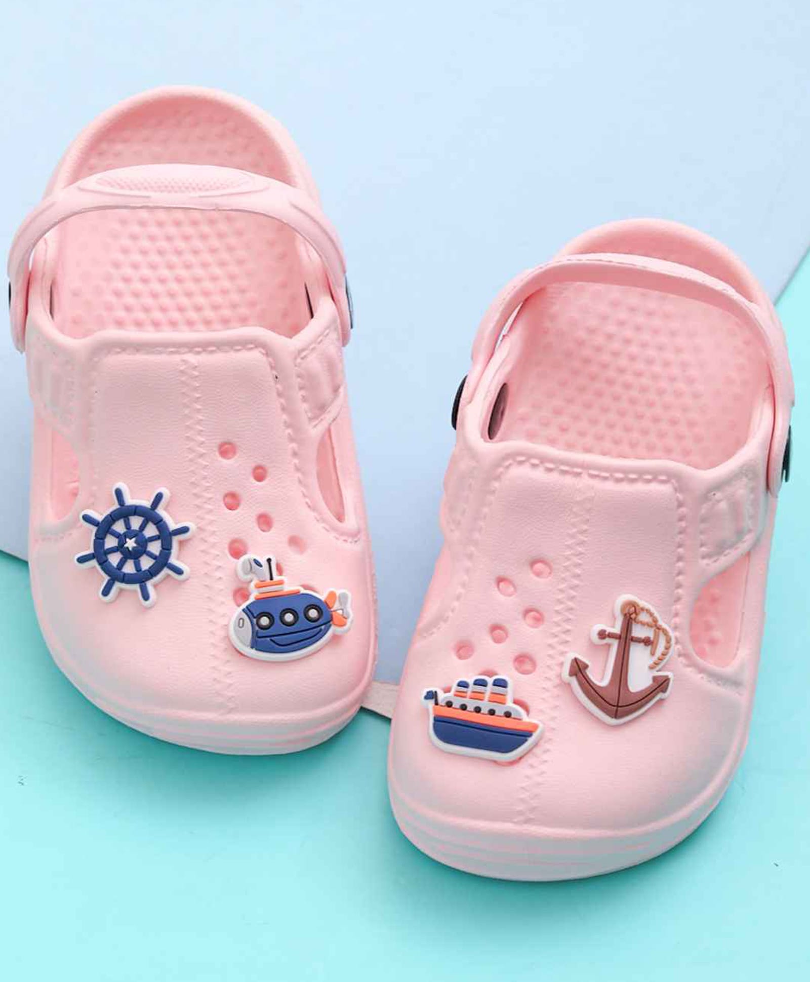 Yellow Bee Nautical Theme Applique Detailed Perforated Slingback Clogs - Pink-picture-21
