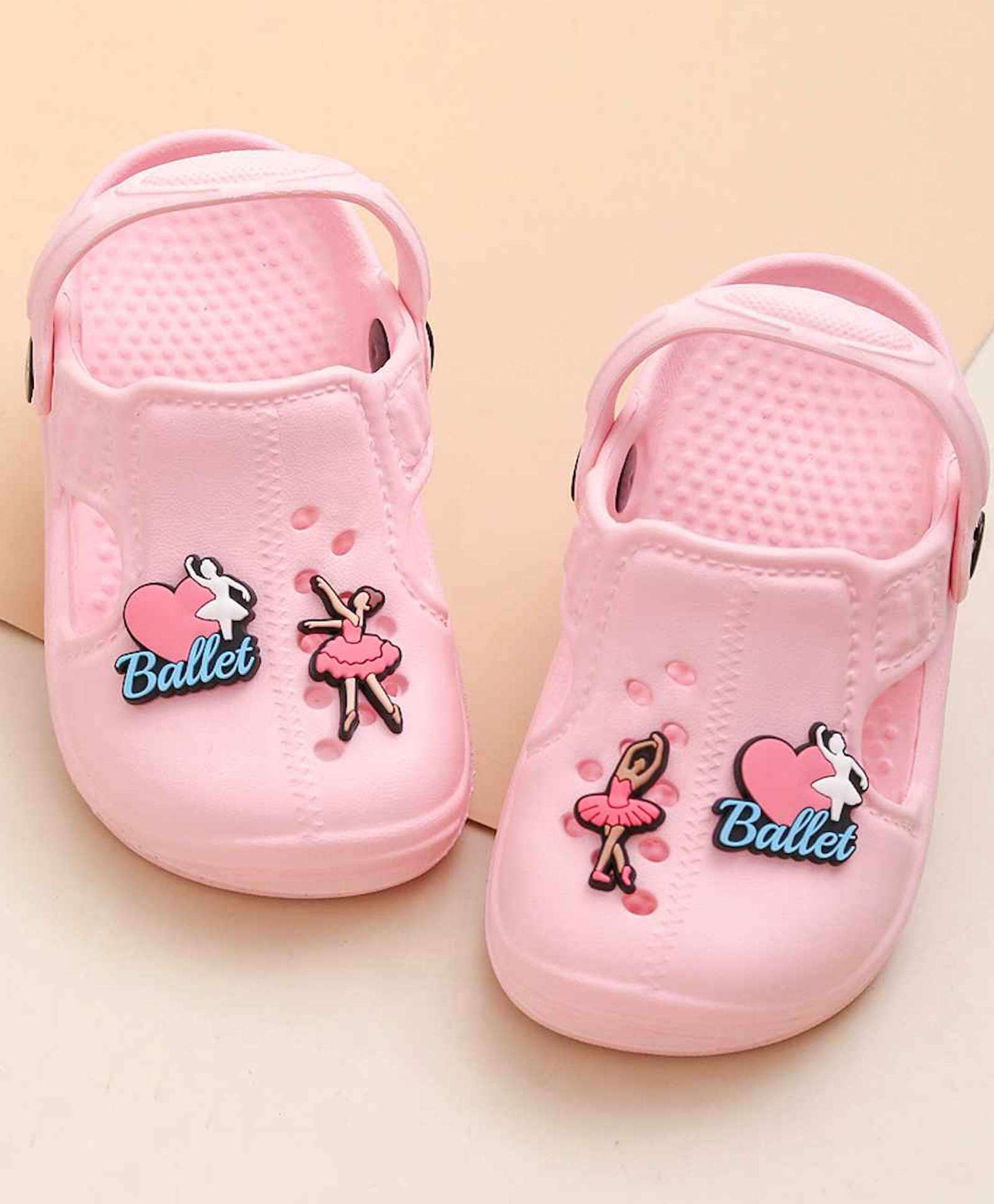 Yellow Bee Ballerina Applique Detailed Perforated Slingback Clogs - Pink-picture-18