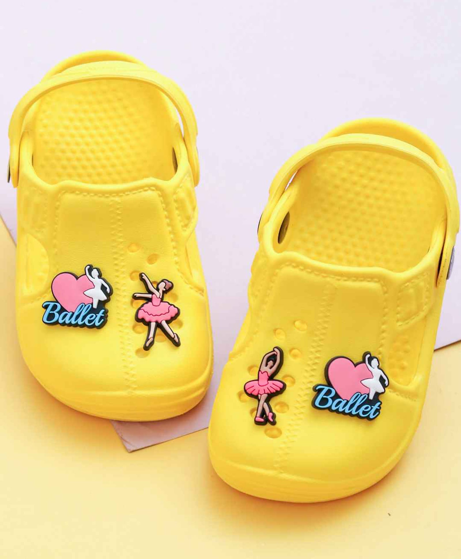 Yellow Bee Ballerina Applique Detailed Perforated Slingback Clogs - Yellow-image-45