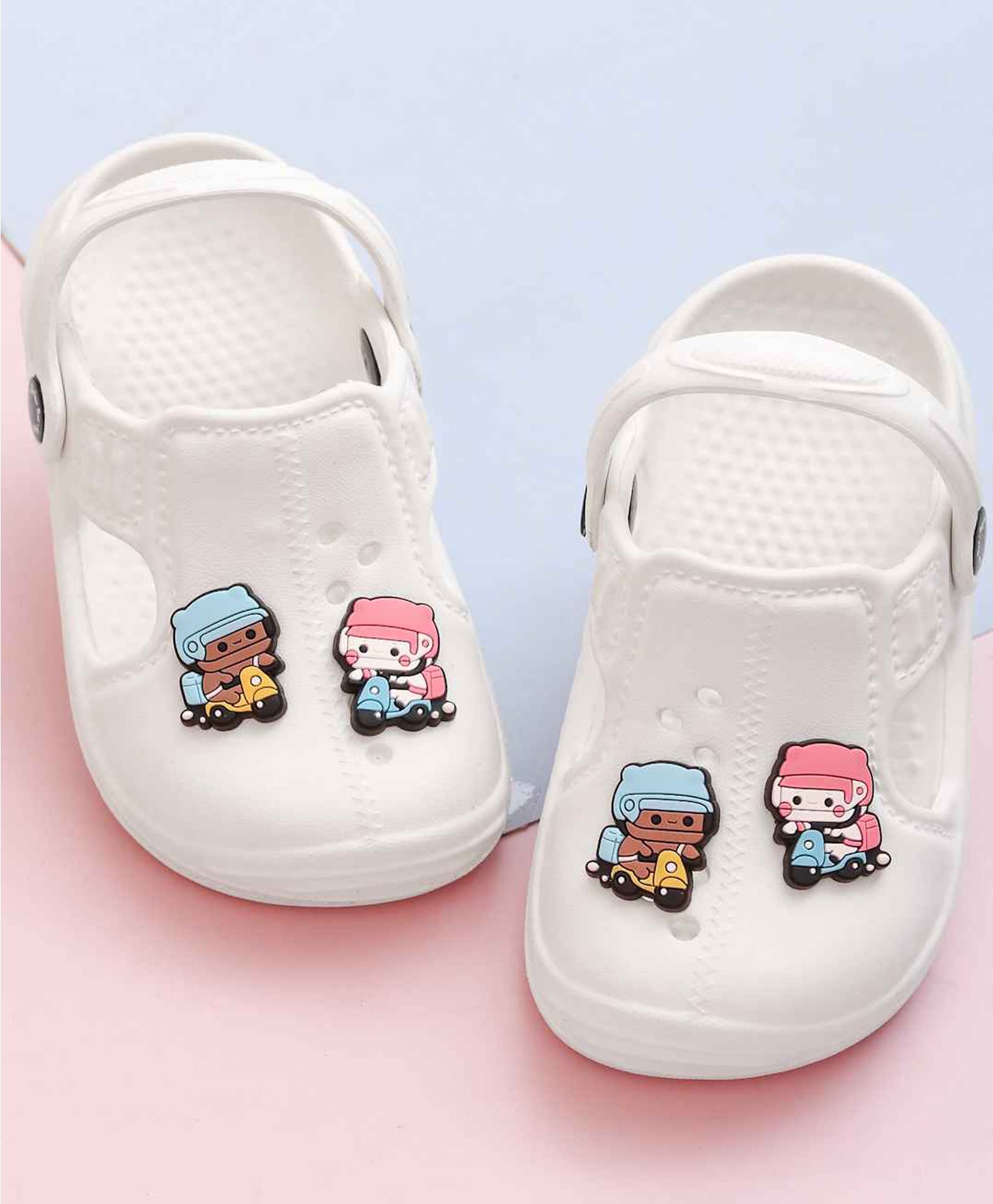 Yellow Bee Bubu Dudu Featuring Character Applique Detailed Perforated Slingback Clogs - White-image-49