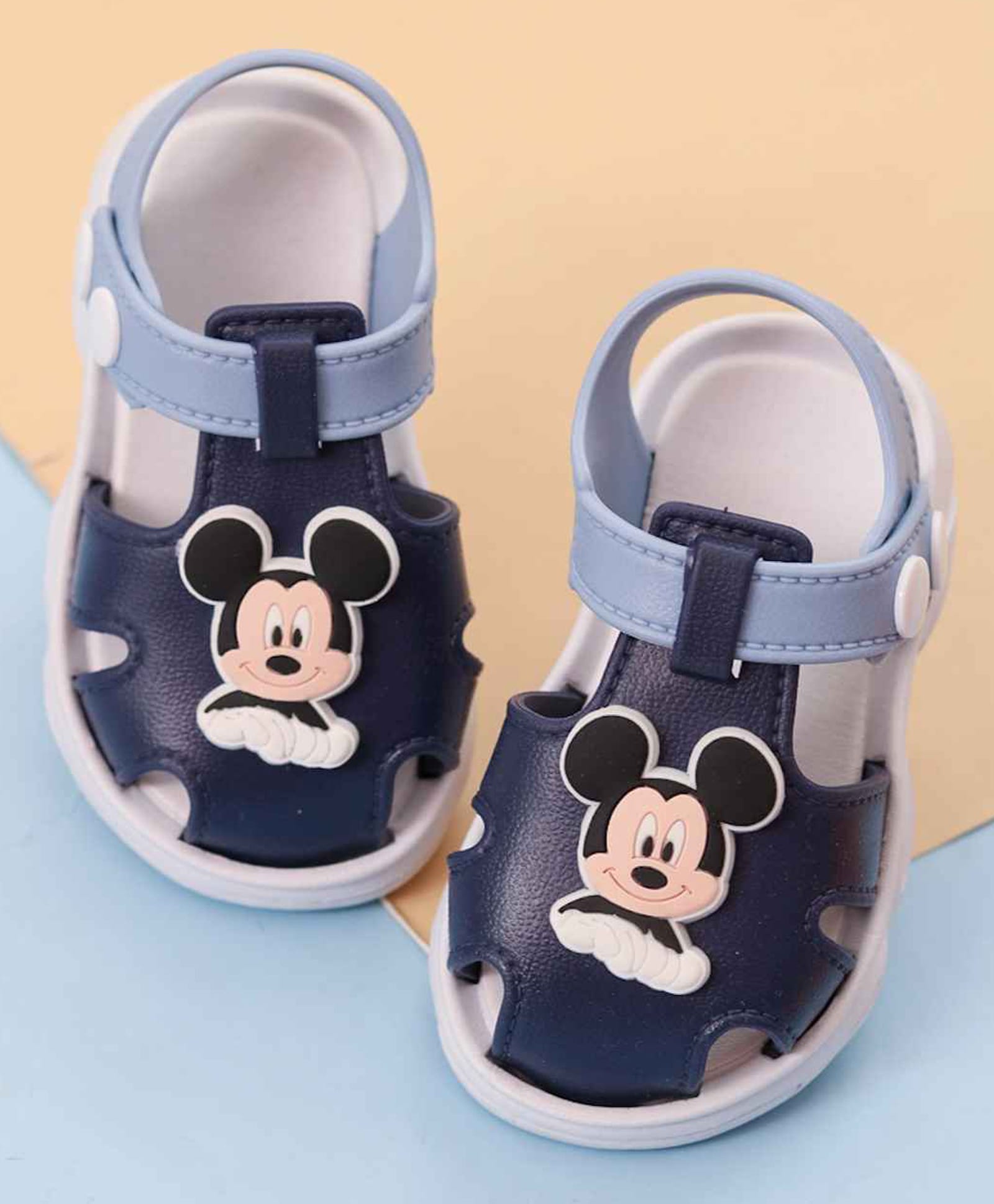 Yellow Bee Disney Mickey Mouse & Friends Featuring Character Applique Detailed Button Closure Sandals - Navy Blue-picture-48
