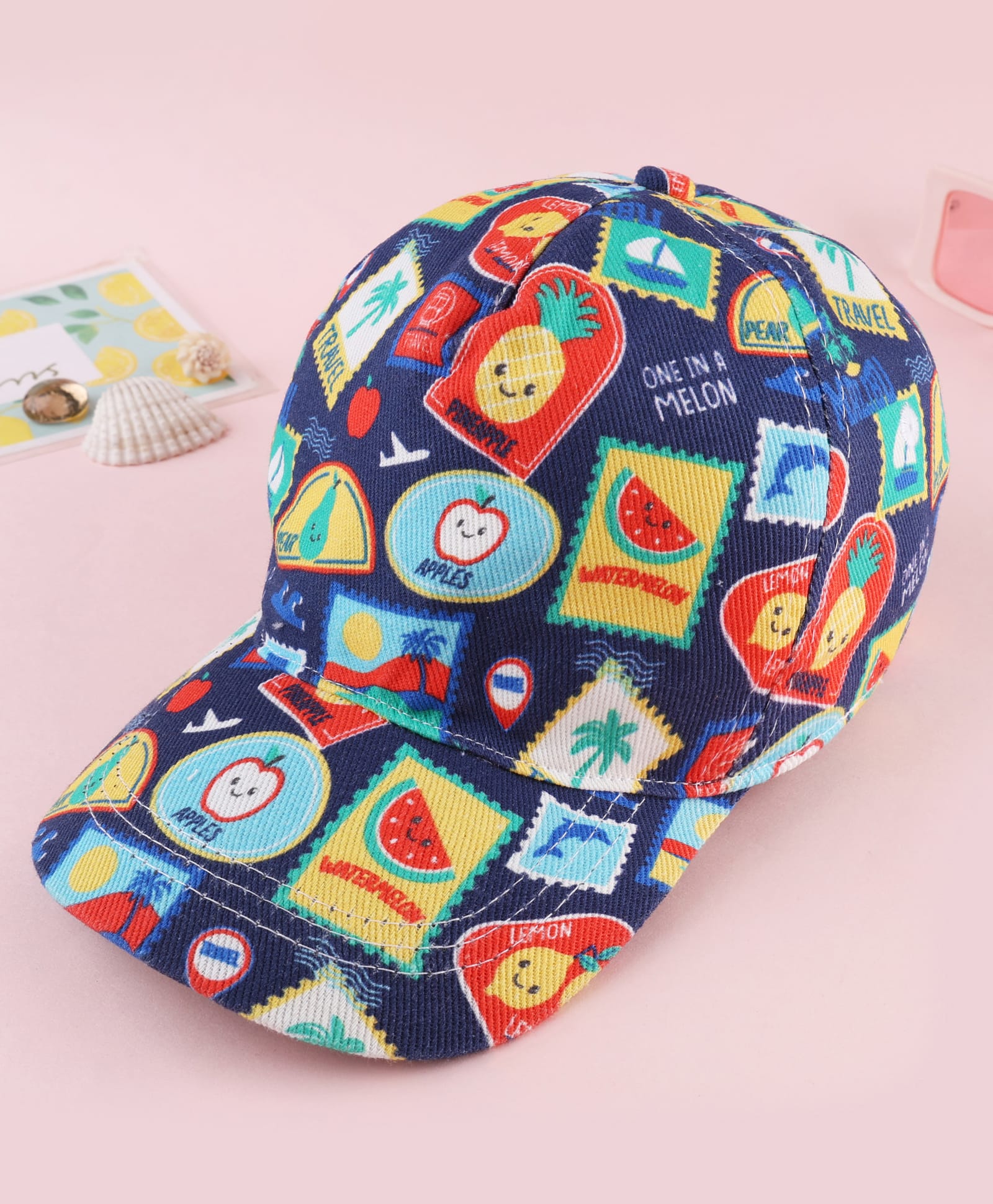 Babyhug Twill Woven Baseball Cap With Tropical Print Blue - Diameter 19 cm-image-32