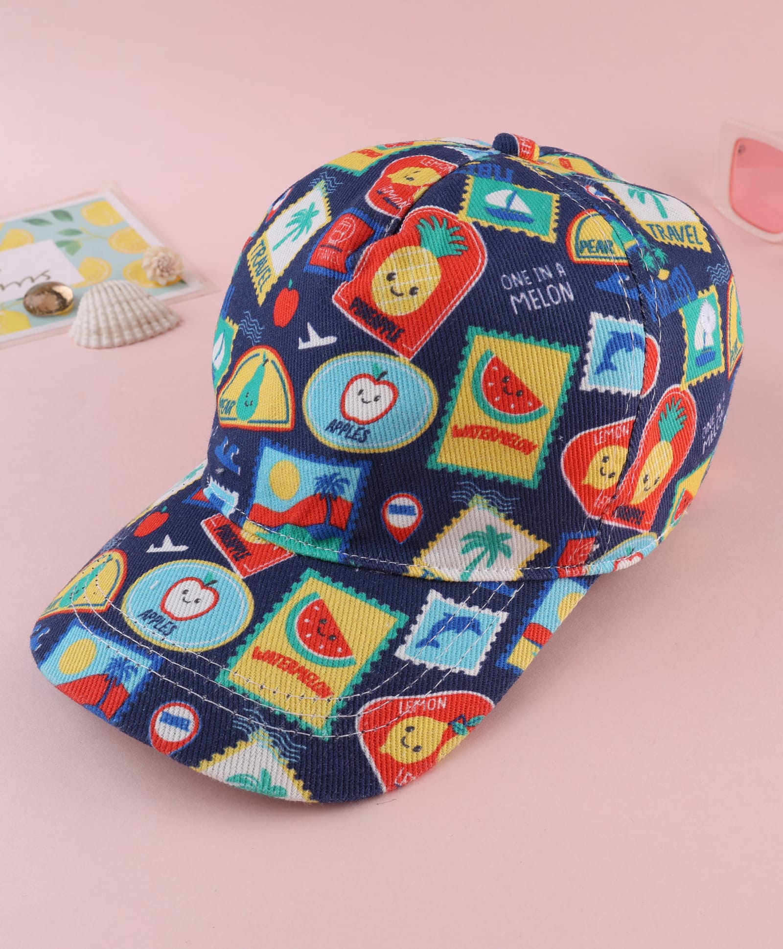 Babyhug Twill Woven Baseball Cap With Tropical Print Blue - Diameter 20 cm-picture-32
