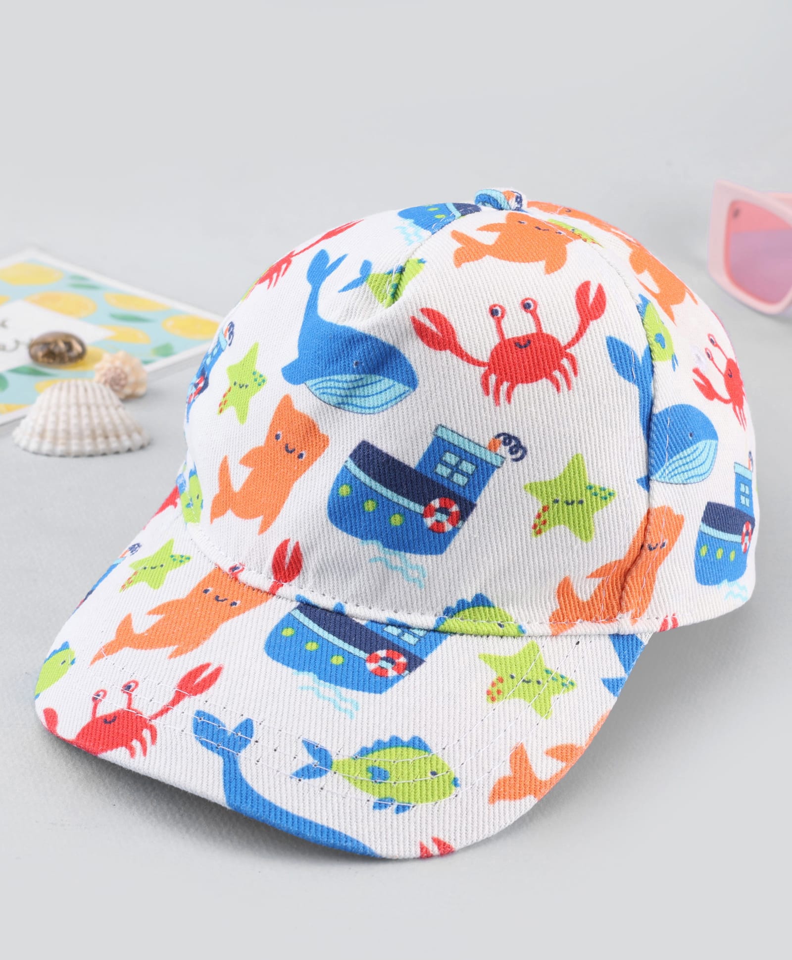 Babyhug Twill Woven Baseball Cap With Sea Life Print Multicolor - Diameter 19.5 cm-picture-16