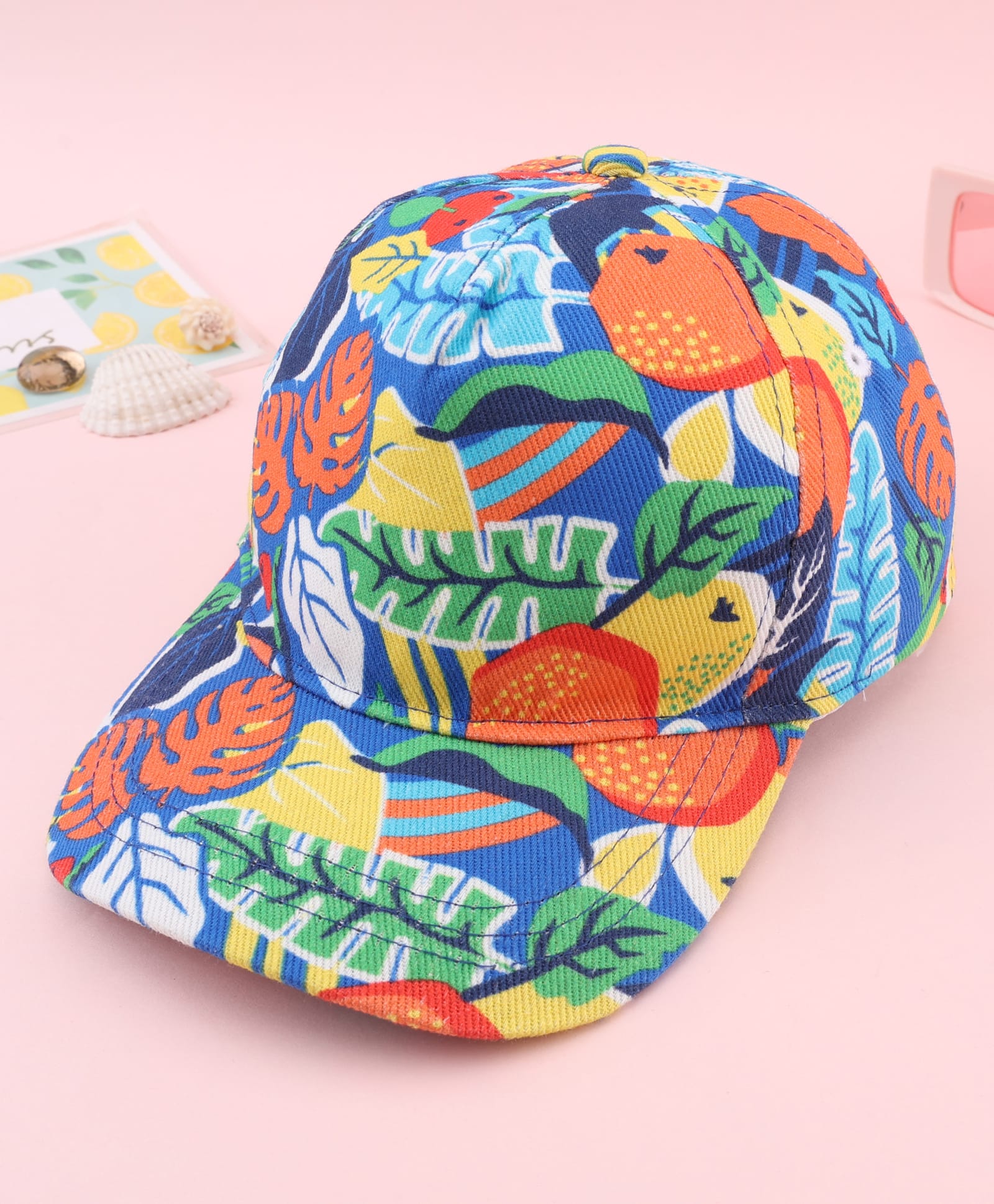 Babyhug Twill Woven Baseball Cap With Tropical Print Blue - Diameter 21 cm-picture-35