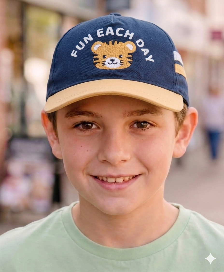 Babyhug Twill Woven Baseball Cap With Text & Animal Embroidery Navy Blue - Diameter 18 cm-picture-20