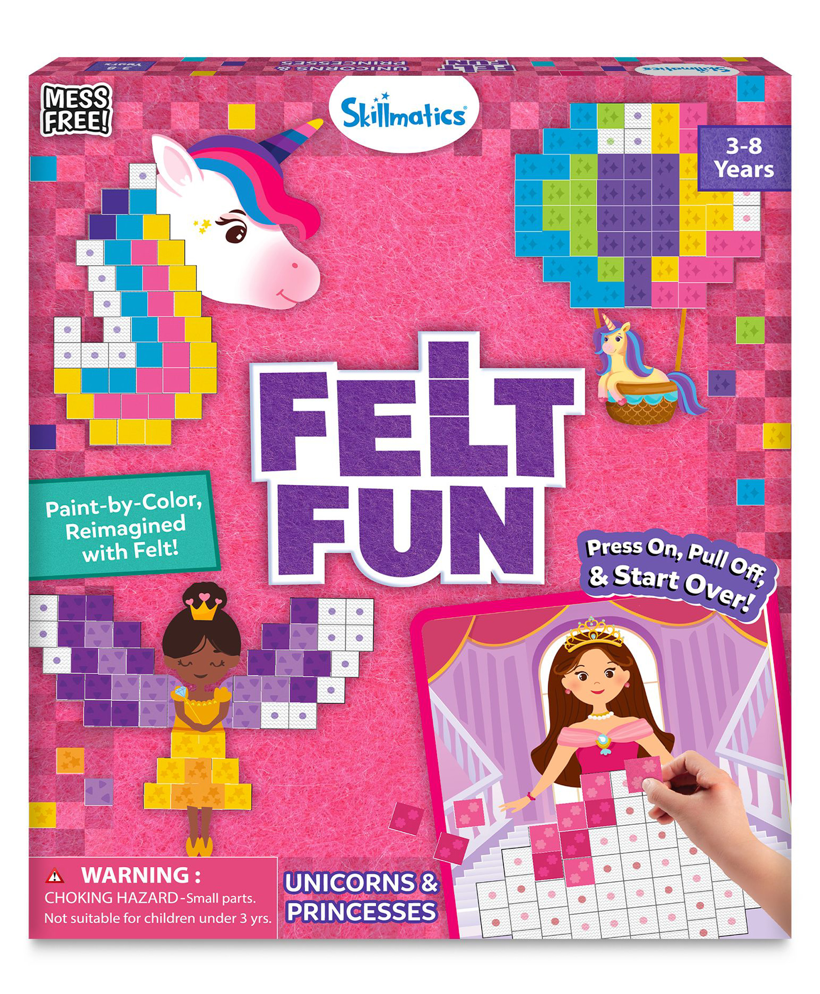 Skillmatics Art Activity Reusable Mosaic 3D Craft Kit 400 Felt Squares Mess Free Arts and Crafts Unicorns and Princesses Color Matching and Creative Play Gift for Girls-picture-32