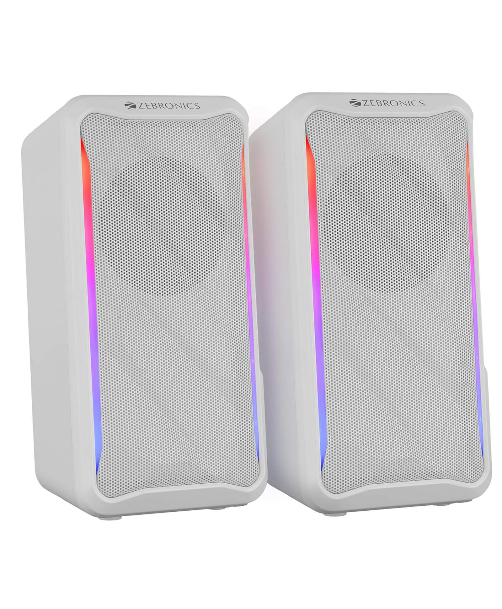 ZEBRONICS Igloo 2, 2.0 USB Computer Speakers, 10 Watts, RGB LED, USB Powered, AUX, Volume Control Pod for PC, Laptops, Desktop (White)-picture-8