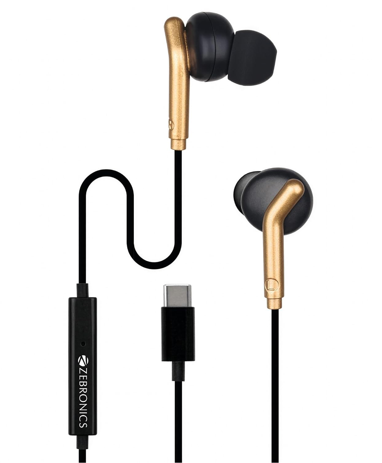 Zebronics Type-C Wired Earphones, in-Line MIC, Deep Bass, 1.2m Cable, 10mm Neodymium Driver, Light Weight, in-Ear Design, Compatible with Mobile, Tablet, Laptop (Bro C, Black + Gold)-image-39